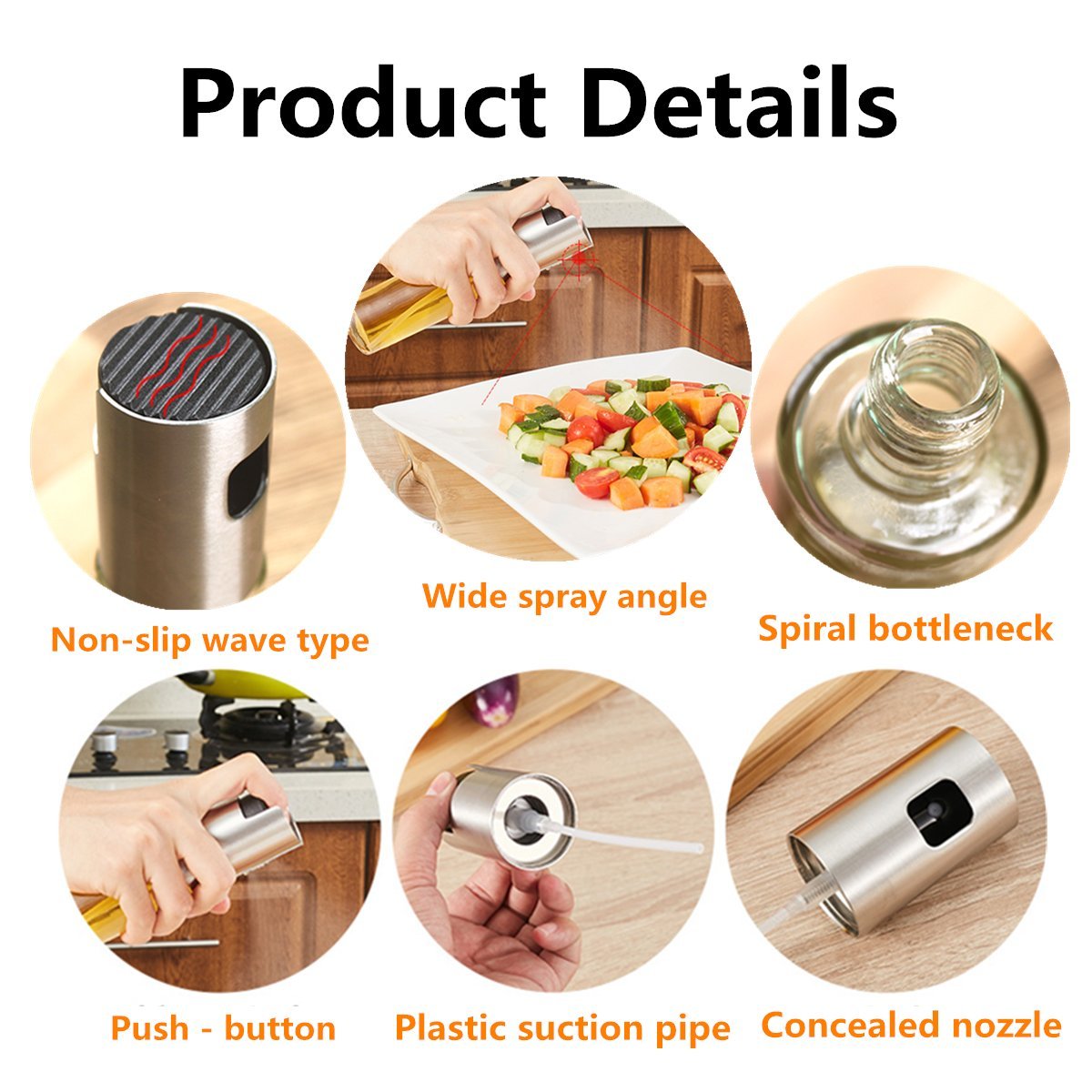 Olive Oil Sprayer, Food-grade Glass Oil Spray Bottle Oil Misters Vinegar Bottle Oil Dispenser for Cooking, Salad, BBQ, Kitchen Baking, Roasting, 3.42-ounce Capacity