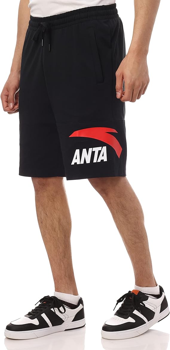 ANTA KNIT HALF PANTS For MEN, BASIC BLACK, L, BASIC BLACK, L