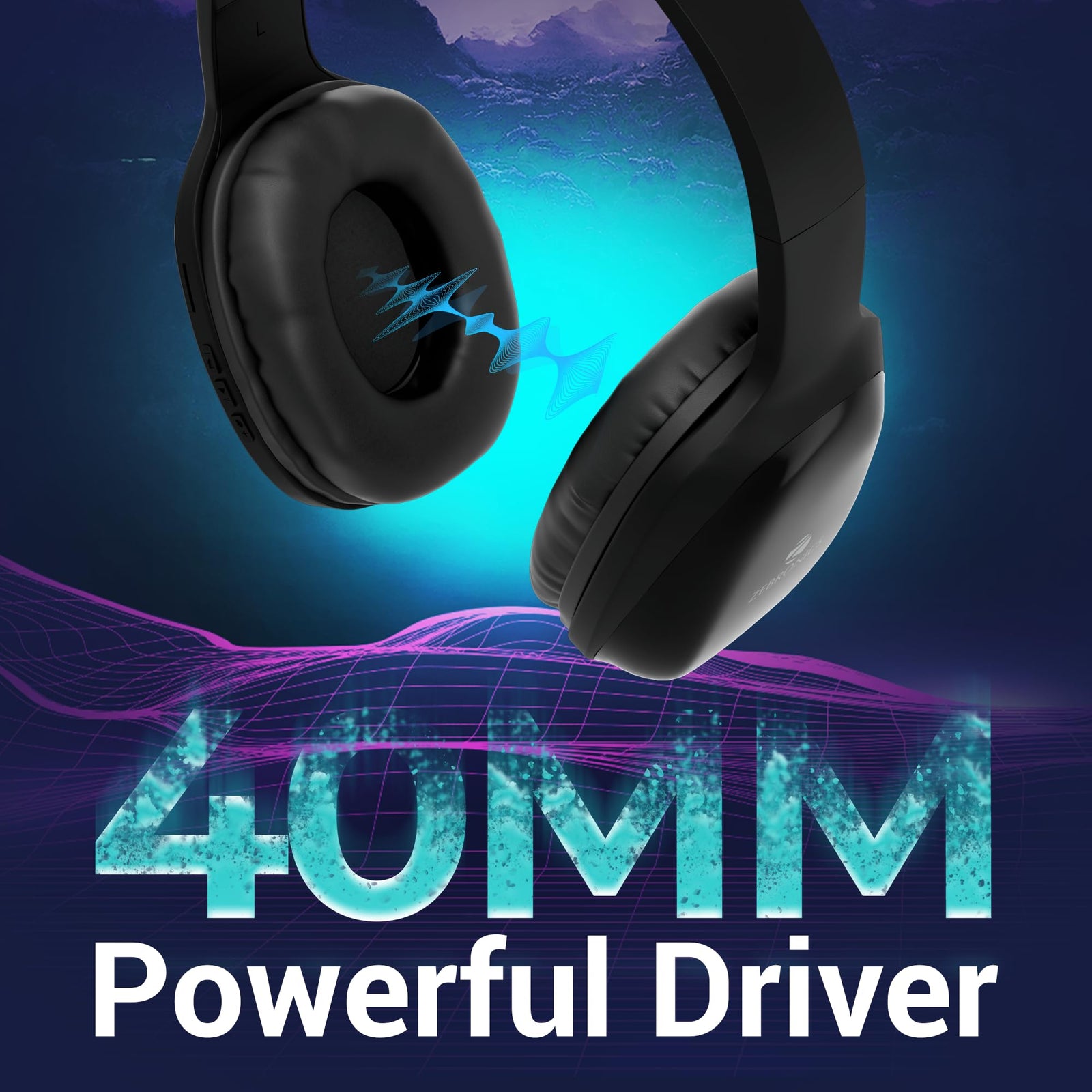 Zebronics Zeb-Thunder PRO On-Ear Wireless Headphone with BTv5.0, Up to 21 Hours Playback, 40mm Drivers Deep Bass, Wired Mode, USB-C Type Charging(Black)
