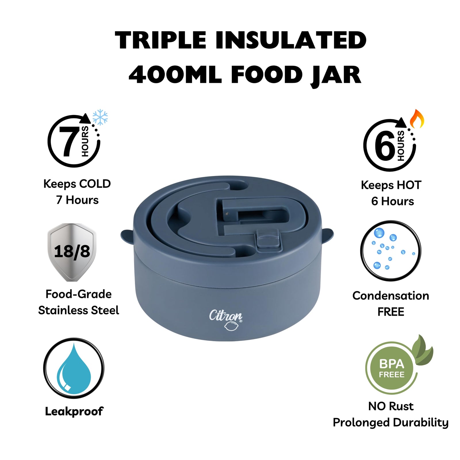 Citron Vacuum Insulated Food Jar - 400 ML