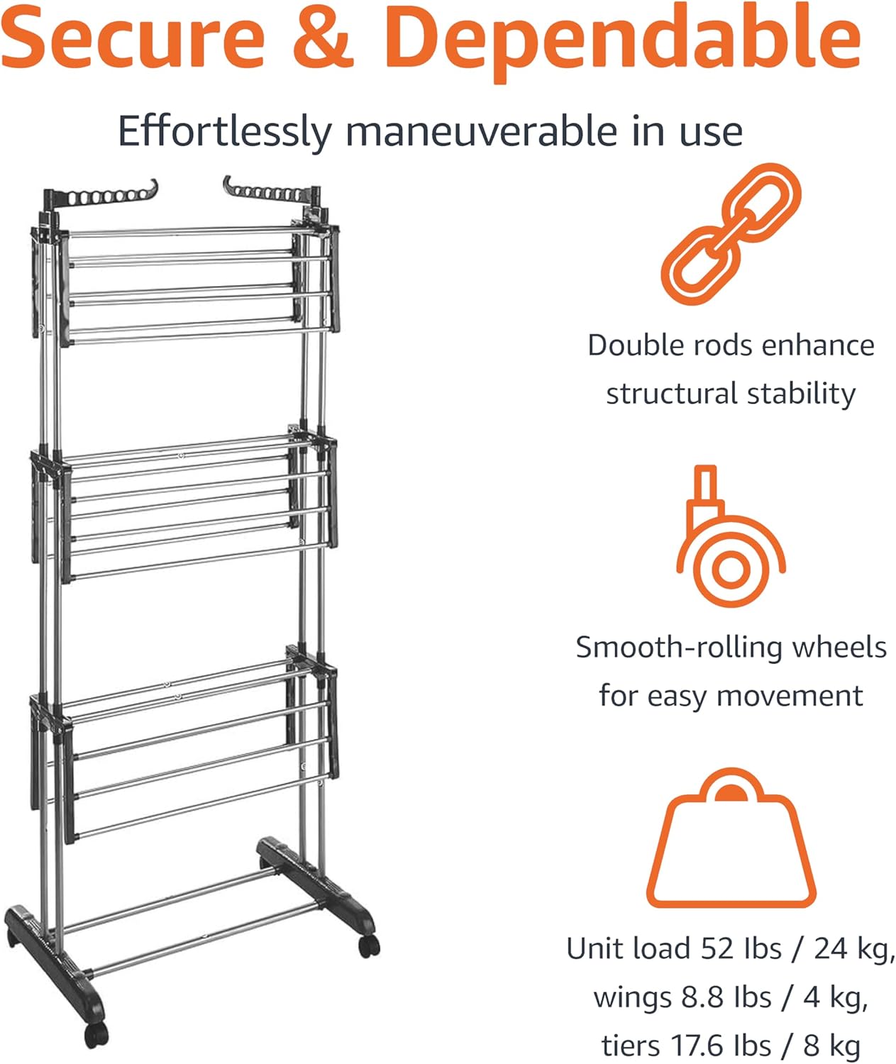 Indoor Clothes Dryer Tower with Foldable Wings