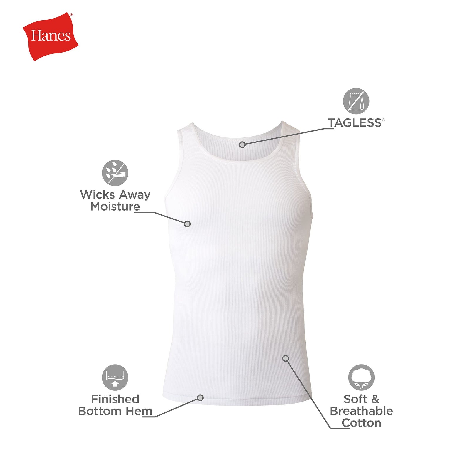Hanes للرجال Hanes قميص داخلي بدون علامة مريح وملون Comfortsoft، عبوة من 6 قطع (عبوة من 6) M