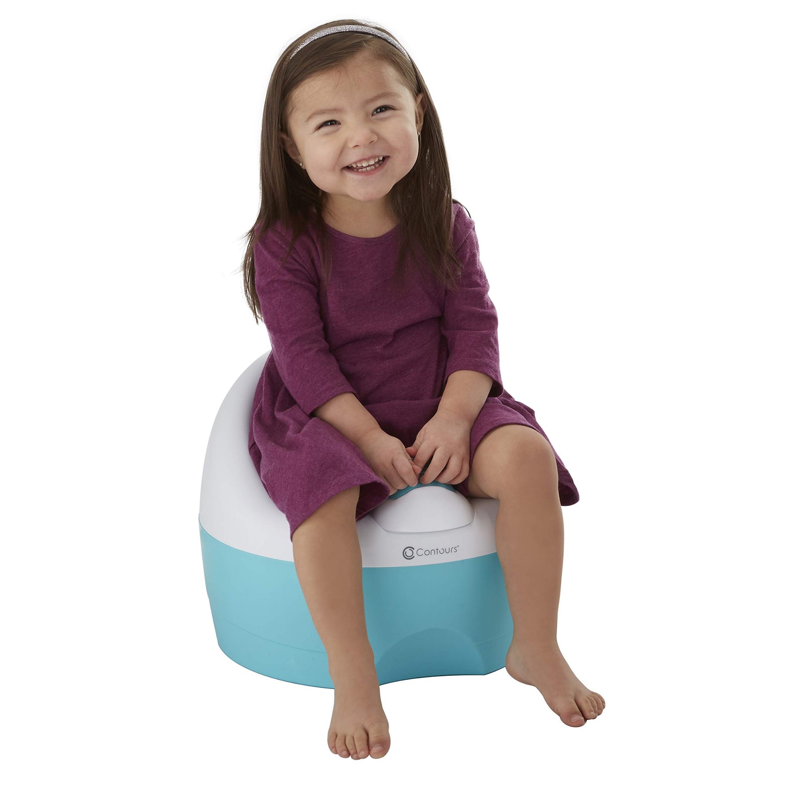 Contours Bravo 3-In-1 Potty System - Potty Chair, Toilet Trainer, Step Stool All In One, Aqua