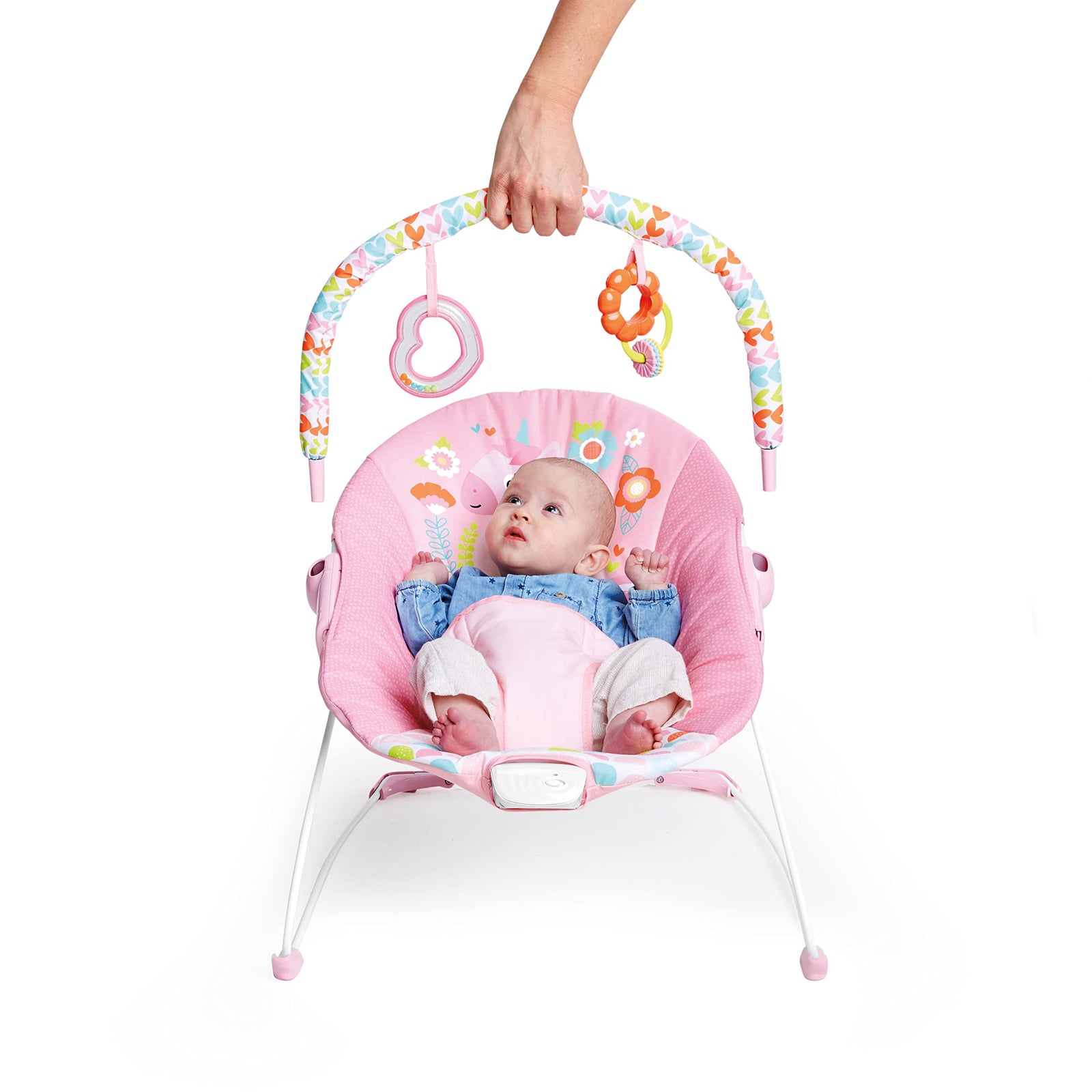 Bright Starts - Fancy Fantasy Vibrating Bouncer, Removable-Toy Bar, 0-6 months