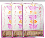 Fun Homes Non Woven Hanging Saree Cover With 1 Zipper Compartment on Back Side- Pack of 3 (Pink)-HS_38_FUNH21520