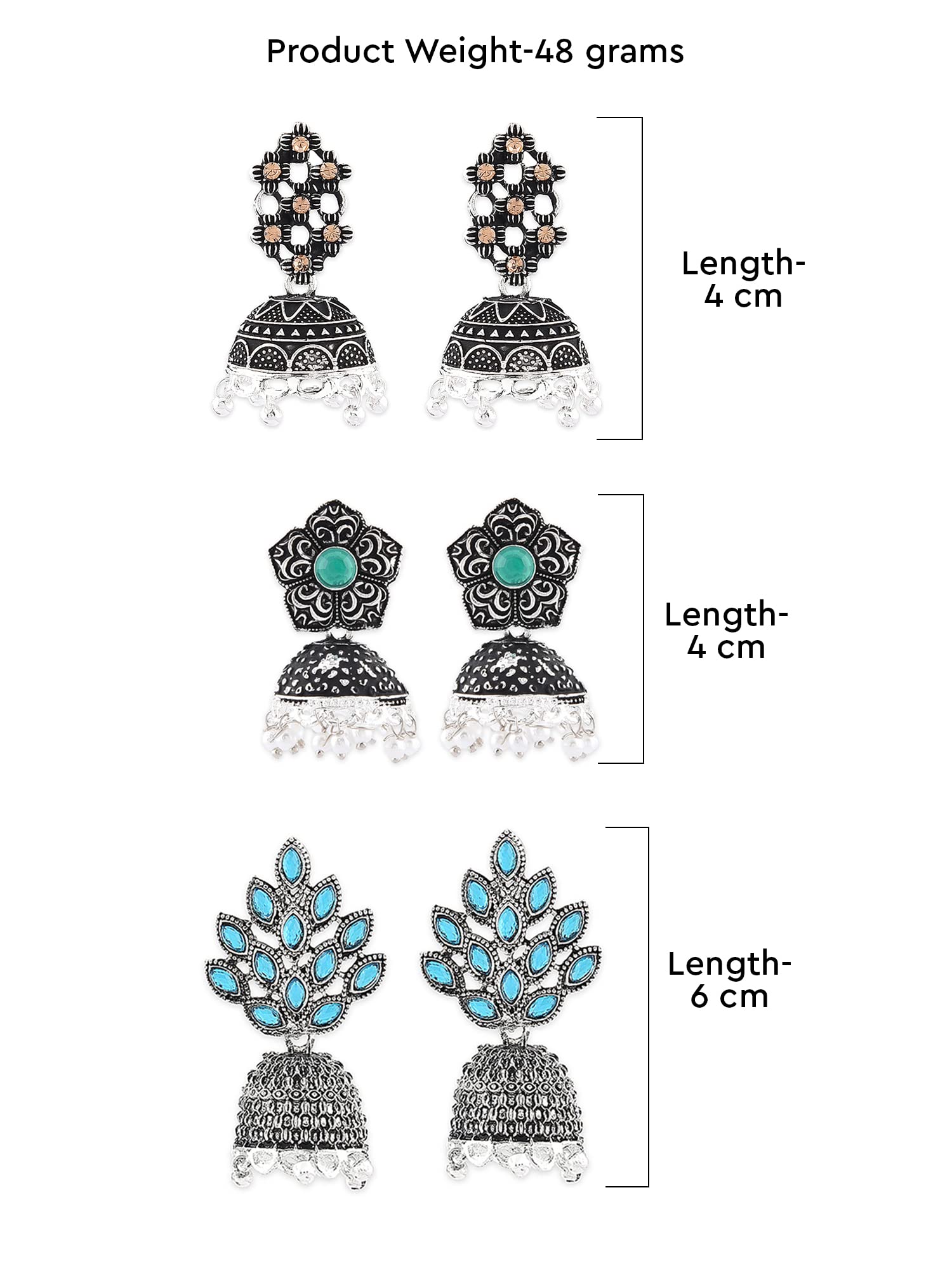 ZAVERI PEARLS Combo Jhumkis For Women (Silver) (Zpfk6280)