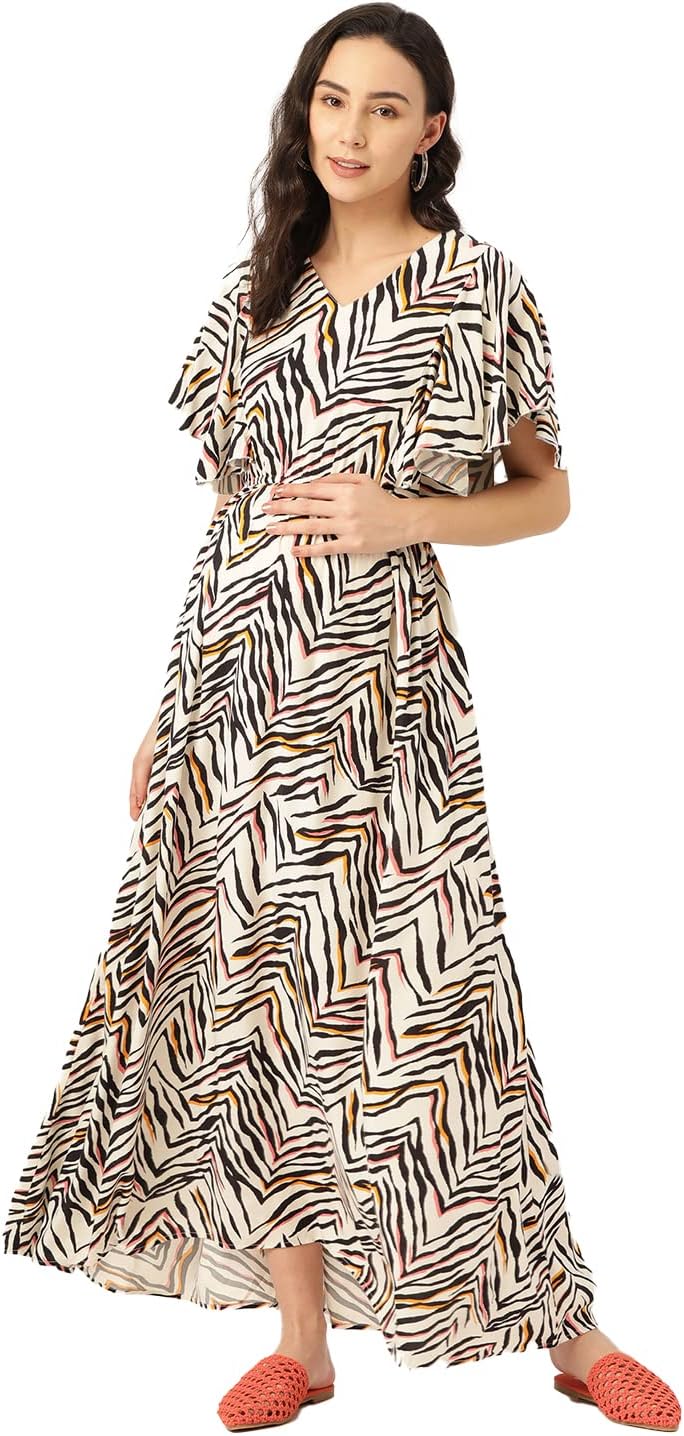 Momstory Women Concealed Zip For Easy Nursing Gathers Dress In Viscose Fabric (Vdrfn502192)