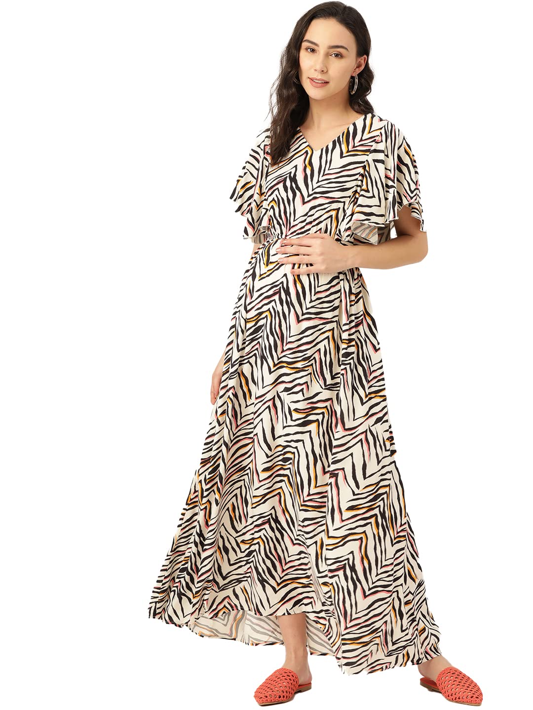 Momstory Women Concealed Zip For Easy Nursing Gathers Dress In Viscose Fabric (Vdrfn502192)