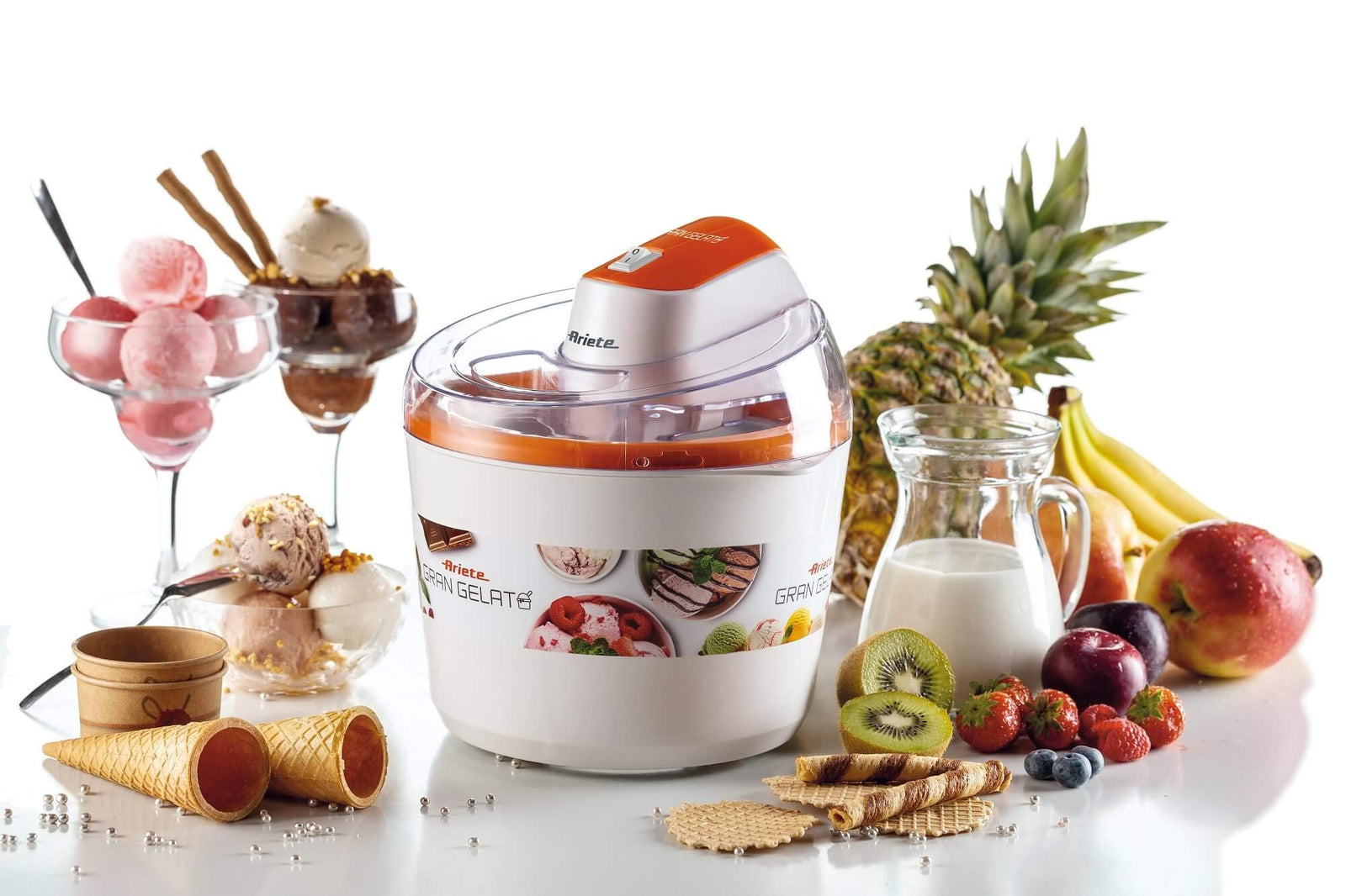 Ariete Electric Ice Cream Maker, 1.5L, 12W, Ready in 30 Min, Portable Ice Cream Machine for Home, Ideal for Making Sorbet, Frozen Yogurt & Dessert, 12h Pre-Refrigerating Bowl - ART642