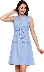 KRAVE Women Blue Shirt Dress