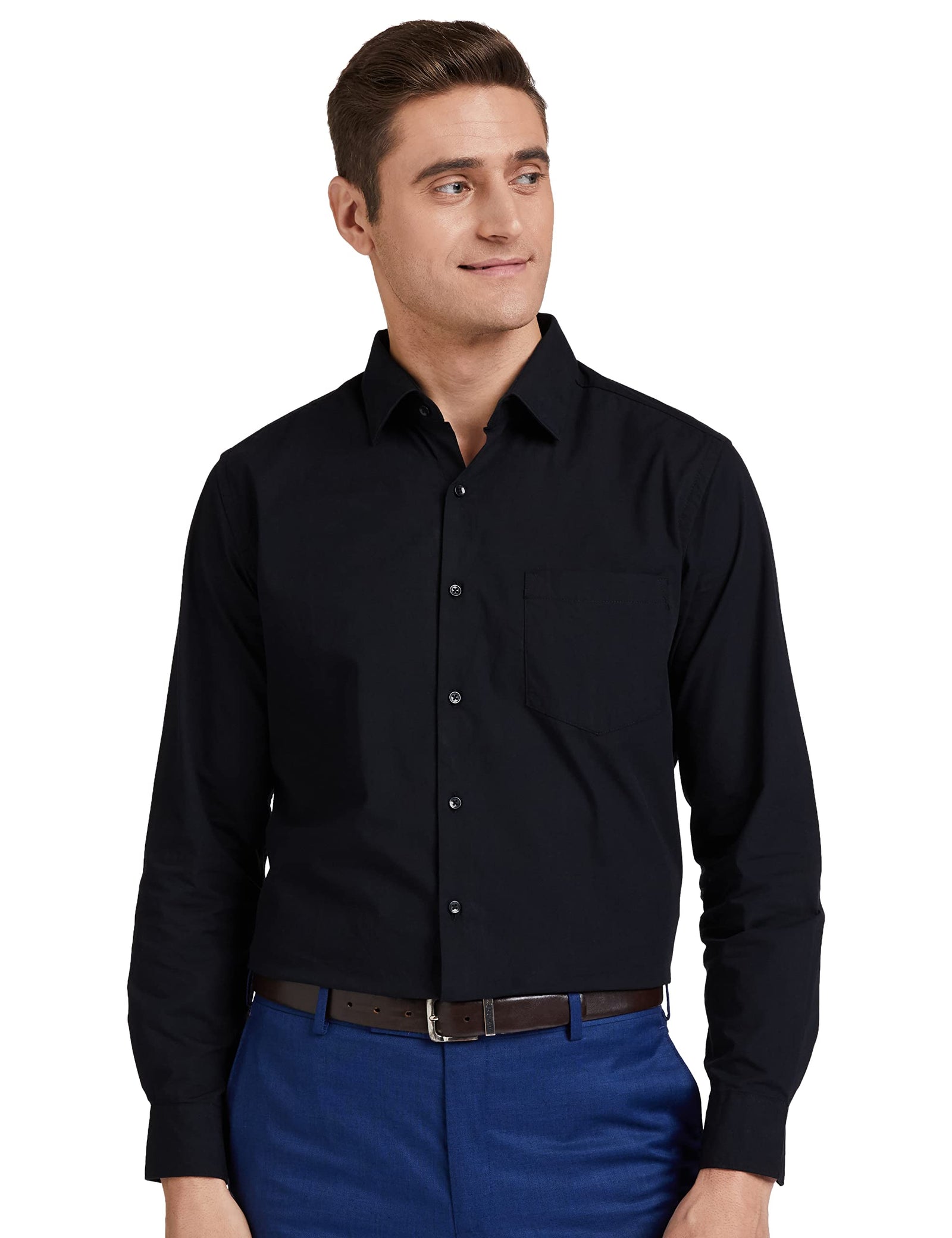 Diverse Men's Solid Regular Fit Formal Shirt Color: Black Size: 40