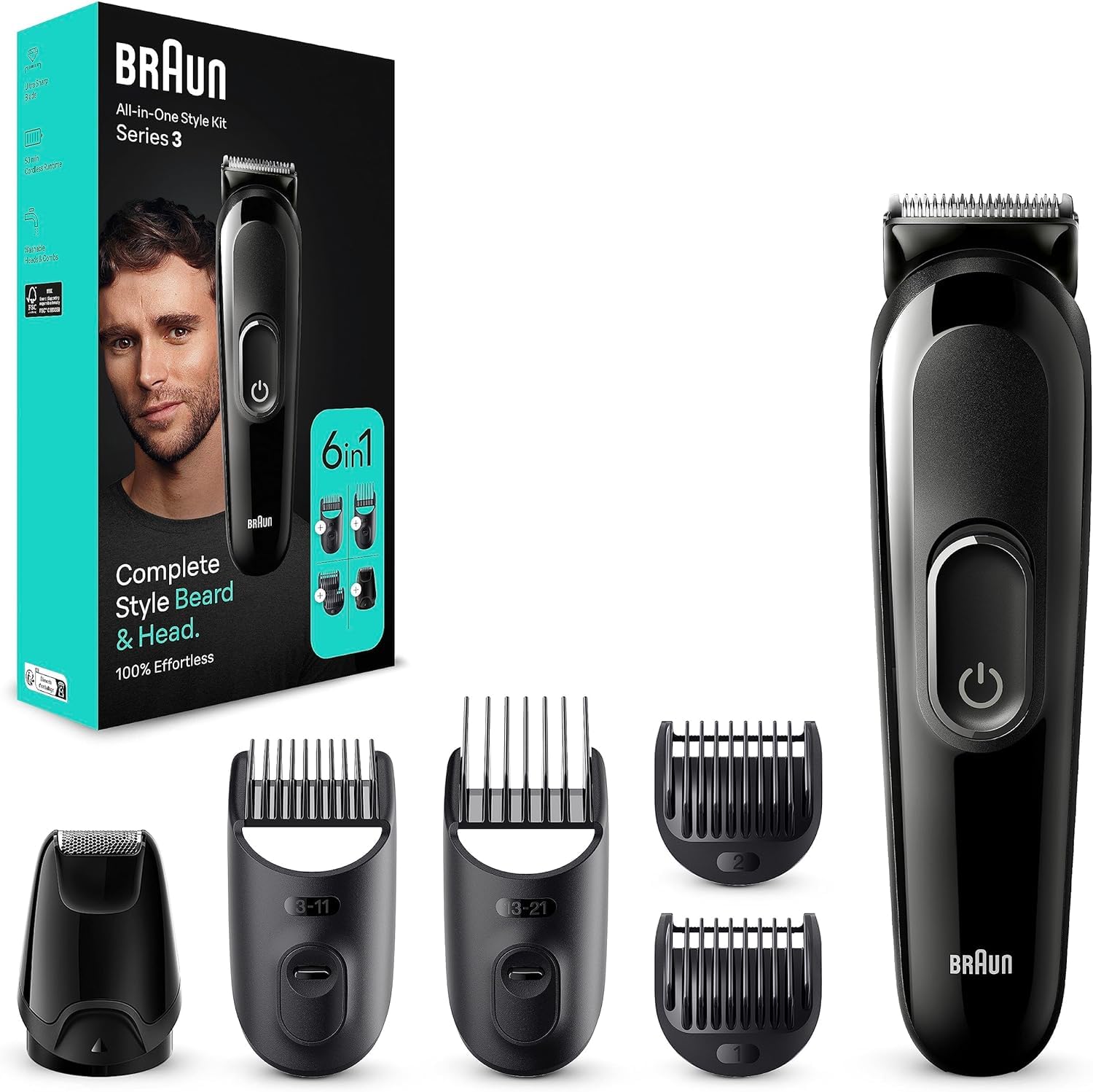 Braun All-In-One Style Kit Series 3 3410, 6-in-1 Kit for Beard, Hair & More