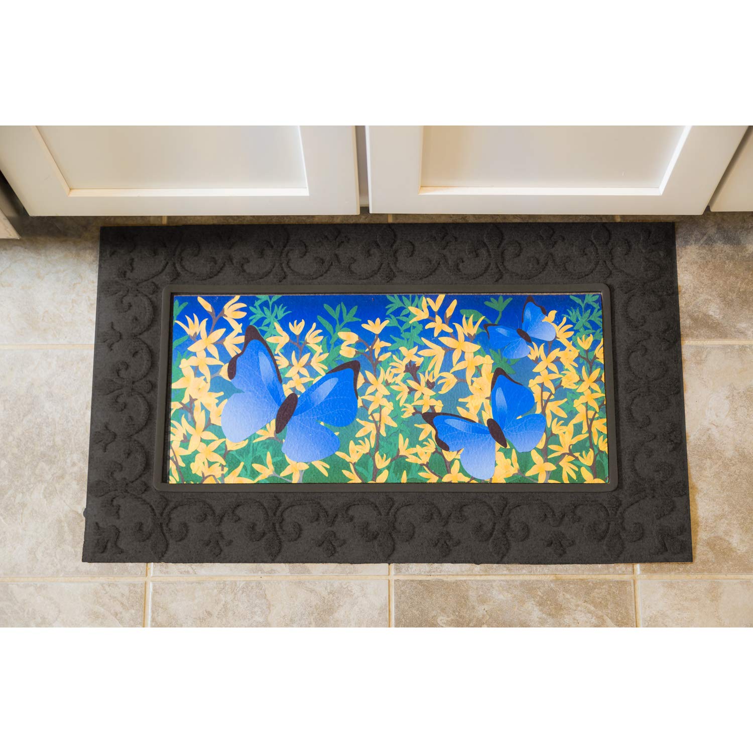 Evergreen Embossed Fleur de Lis Sassafras Mat Tray