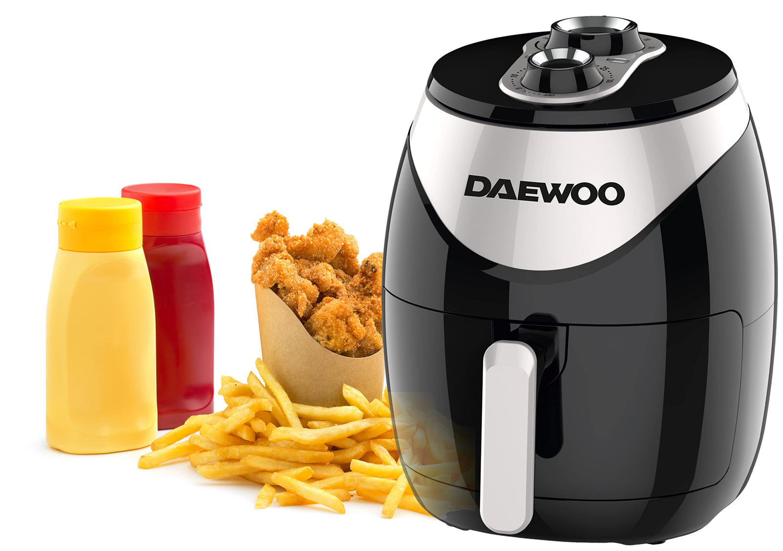 Daewoo 4 Liter Air Fryer With Rapid Air Circulation Technology 1500W Korean Technology DAF8017 Black/Silver - 2 Years Warranty