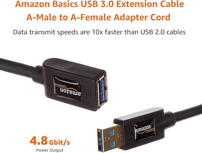 Amazon Basics AmazonBasics USB 3.0 Extension Cable - A-Male to A-Female Adapter Cord - 3.3 Feet (1 Meter)