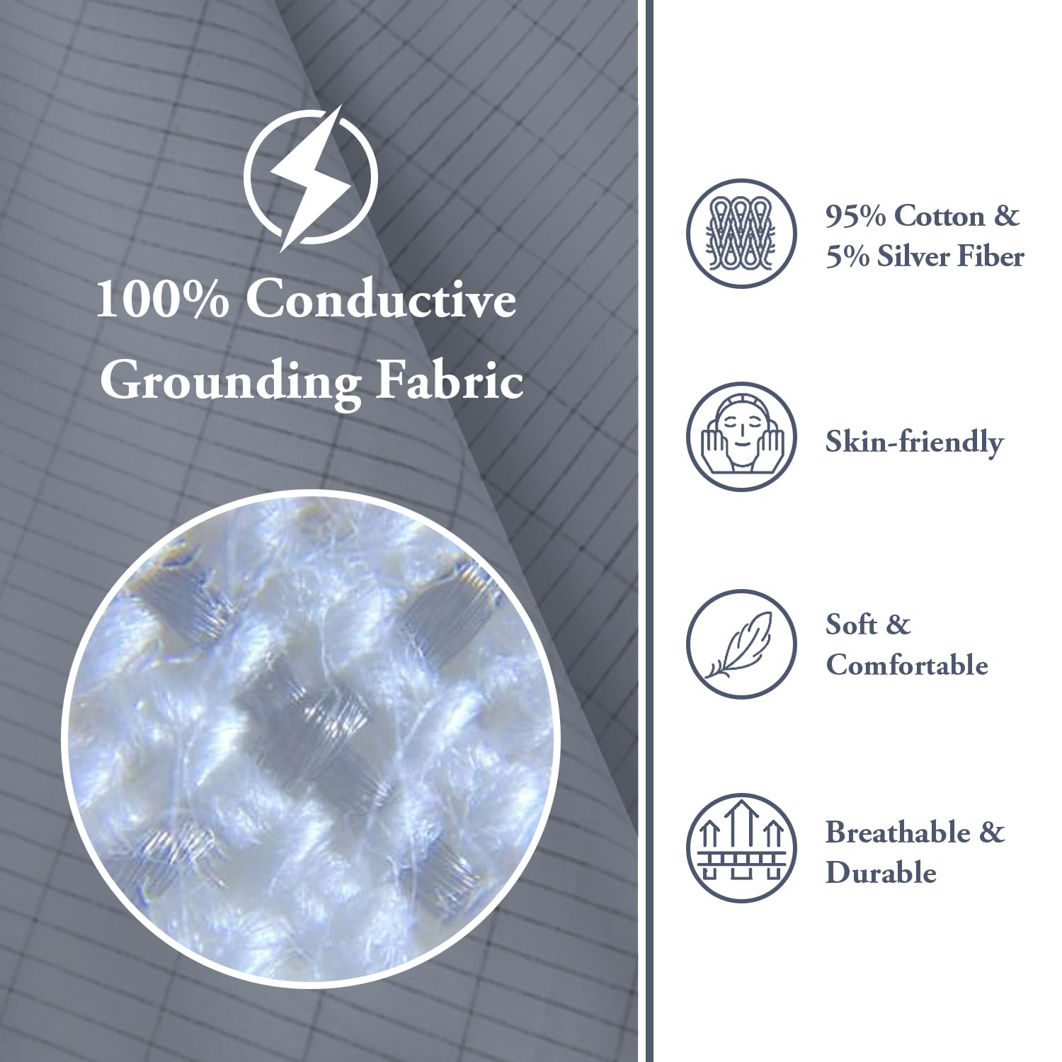 DANDMLLC Grounding Sheets, Grounding Bed Sheets for King, Twin, Full,Queen, Earth Grounded Flat Sheet (25 x 52 inch)