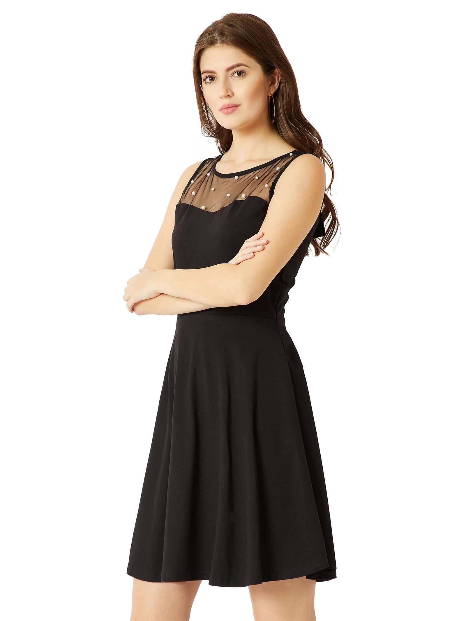 Miss Olive Women's Cotton Skater Mini Dress.Black.L.