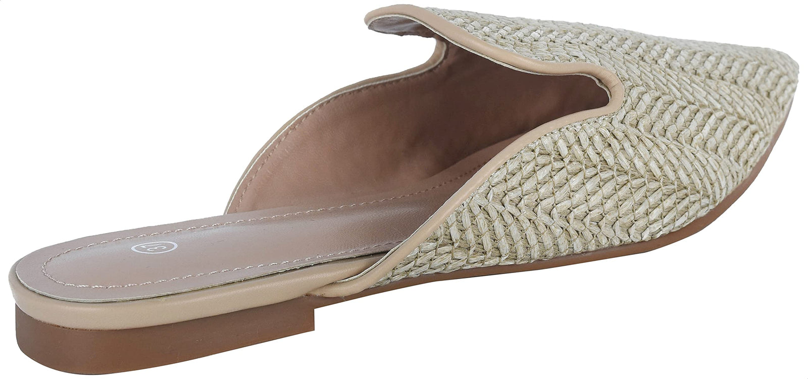 Pixi Straw Pointed-Toe Flat Mules for Women