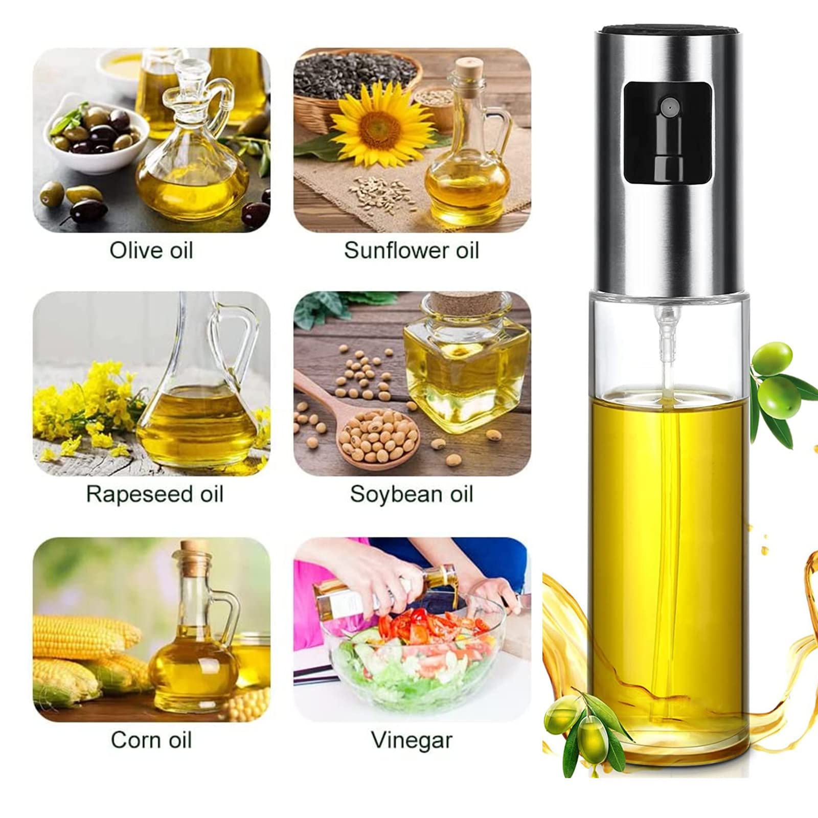 Zophen Olive Oil Sprayer for Cooking, Olive Oil Spray Bottle, Olive Oil Sprayer Mister, Olive Oil Spray for Cooking, BBQ, Salad, Baking, Roasting, Grilling, Kitchen