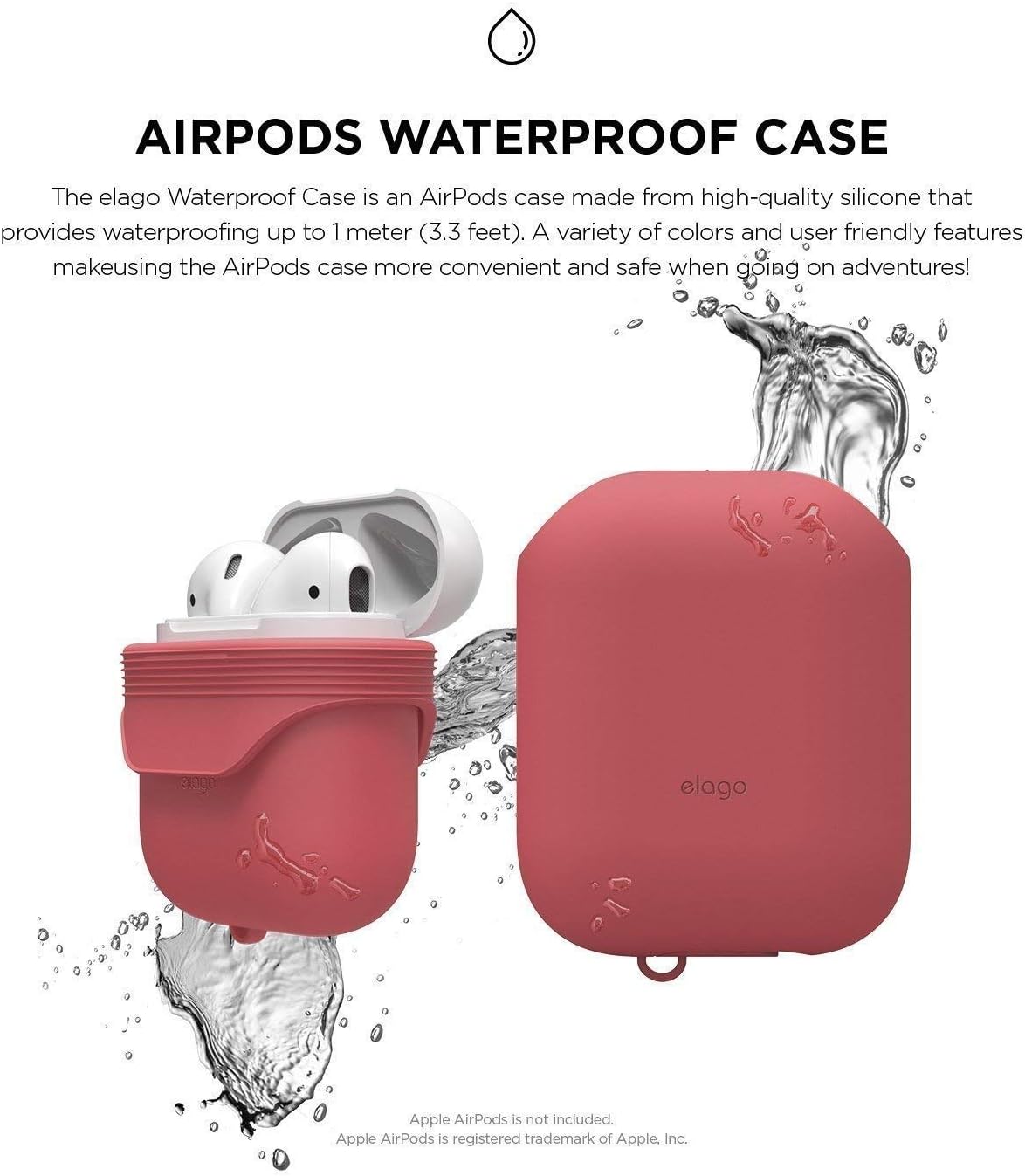 Elago Waterproof Case for Apple Airpods - Italian Rose