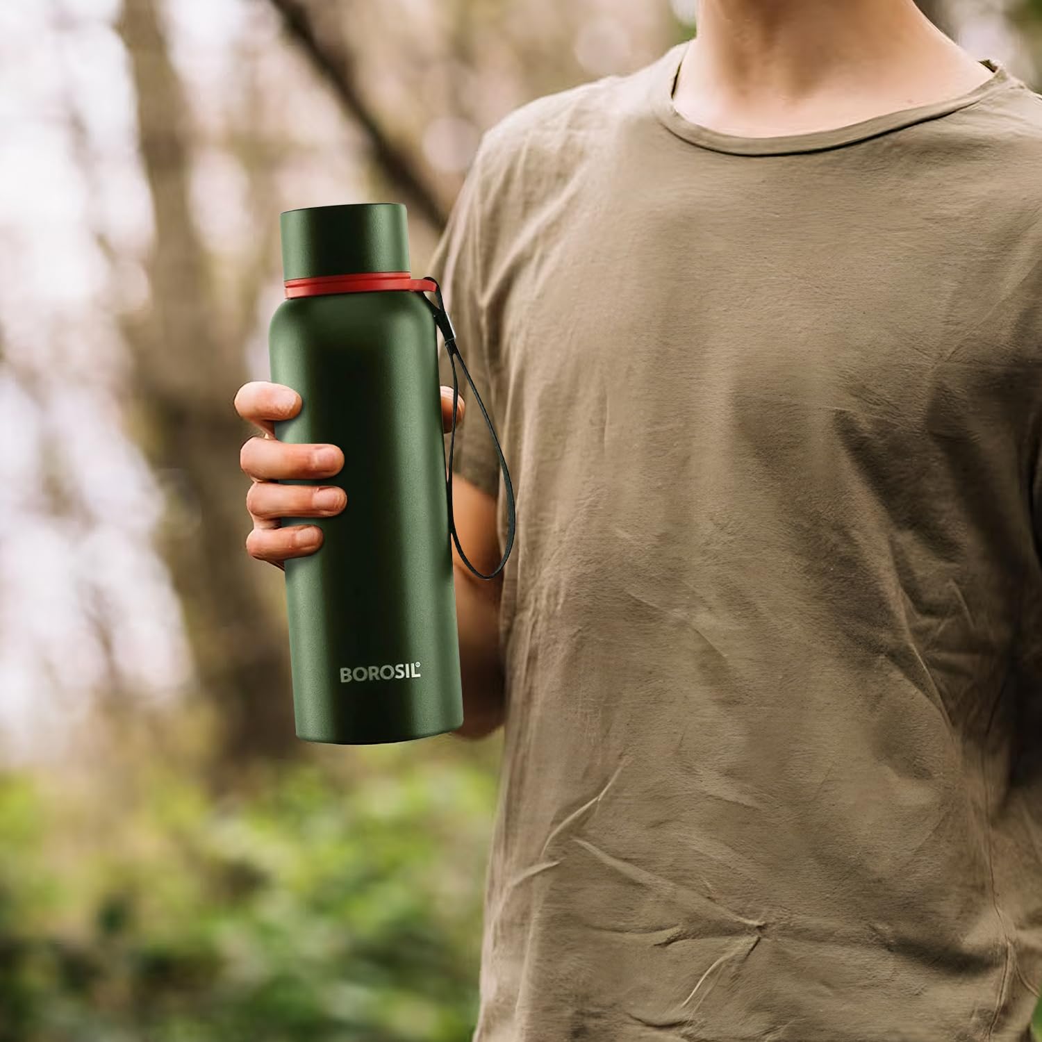 Borosil - Stainless Steel Hydra Trek - Vacuum Insulated Flask Water Bottle, 500 ML, Green