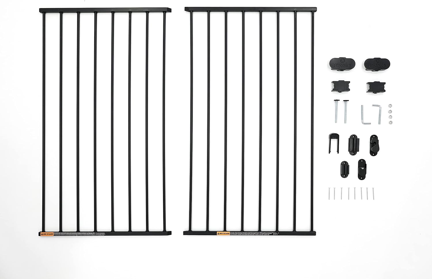 Regalo 2-in-1 Extra Tall Easy Swing Stairway and Hallway Walk Through Baby Gate, Black