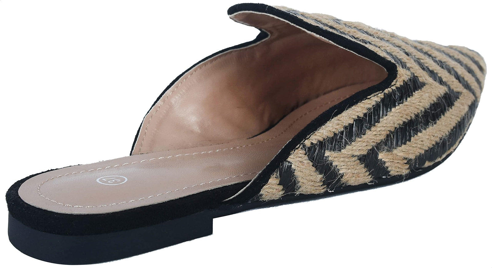 Pixi Textile Chevron Pattern Pointed-Toe Flat Mules for Women