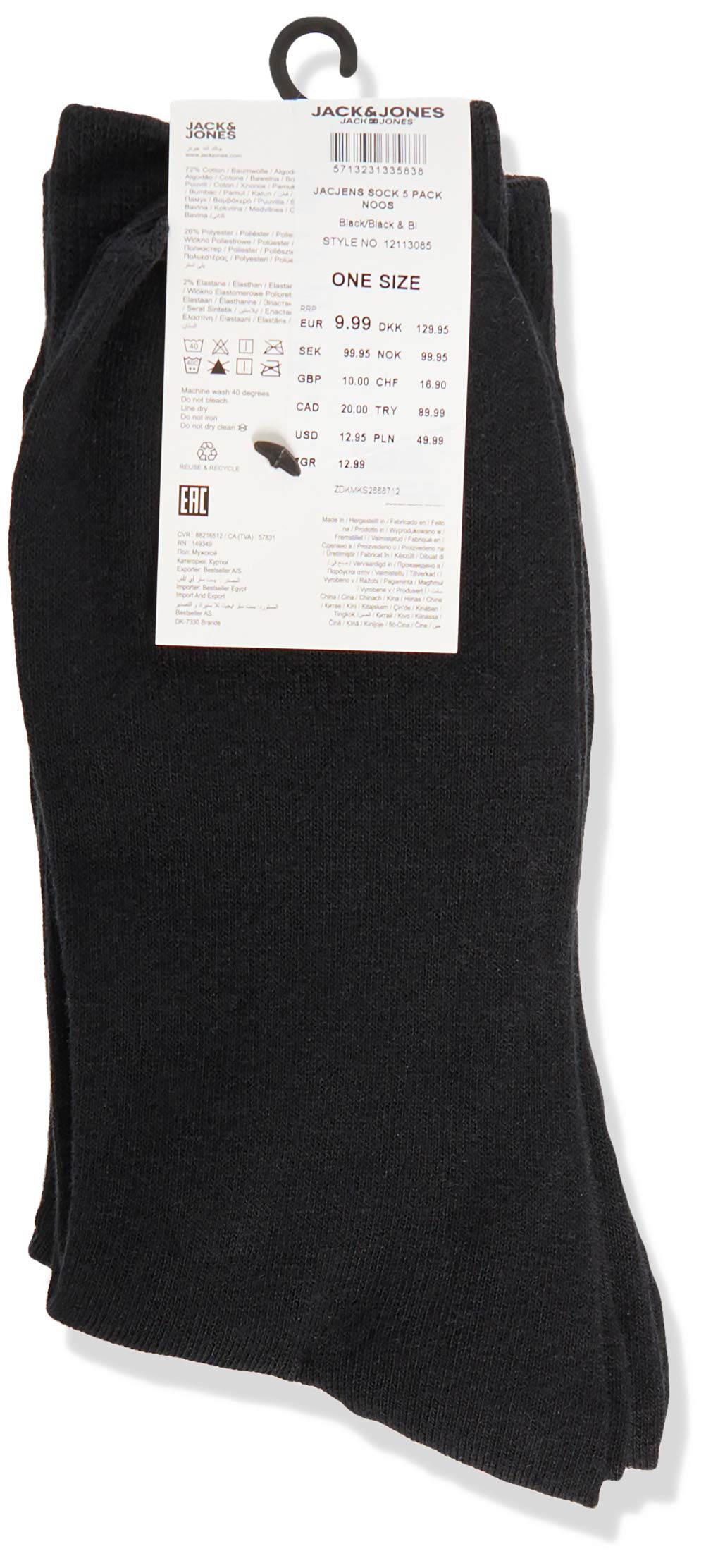 Jack & Jones Men's Jens 5-Pack Socks - Black