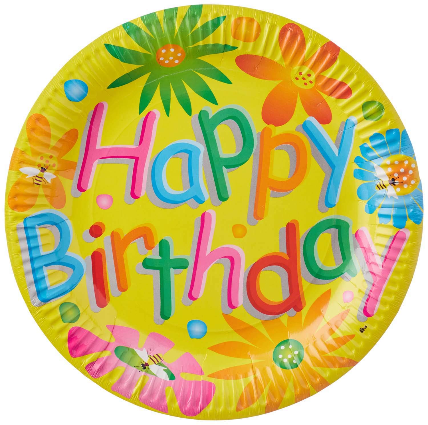 Party happy birthday print paper party plates set, 9 inch, 86399/6 multi color set of 6