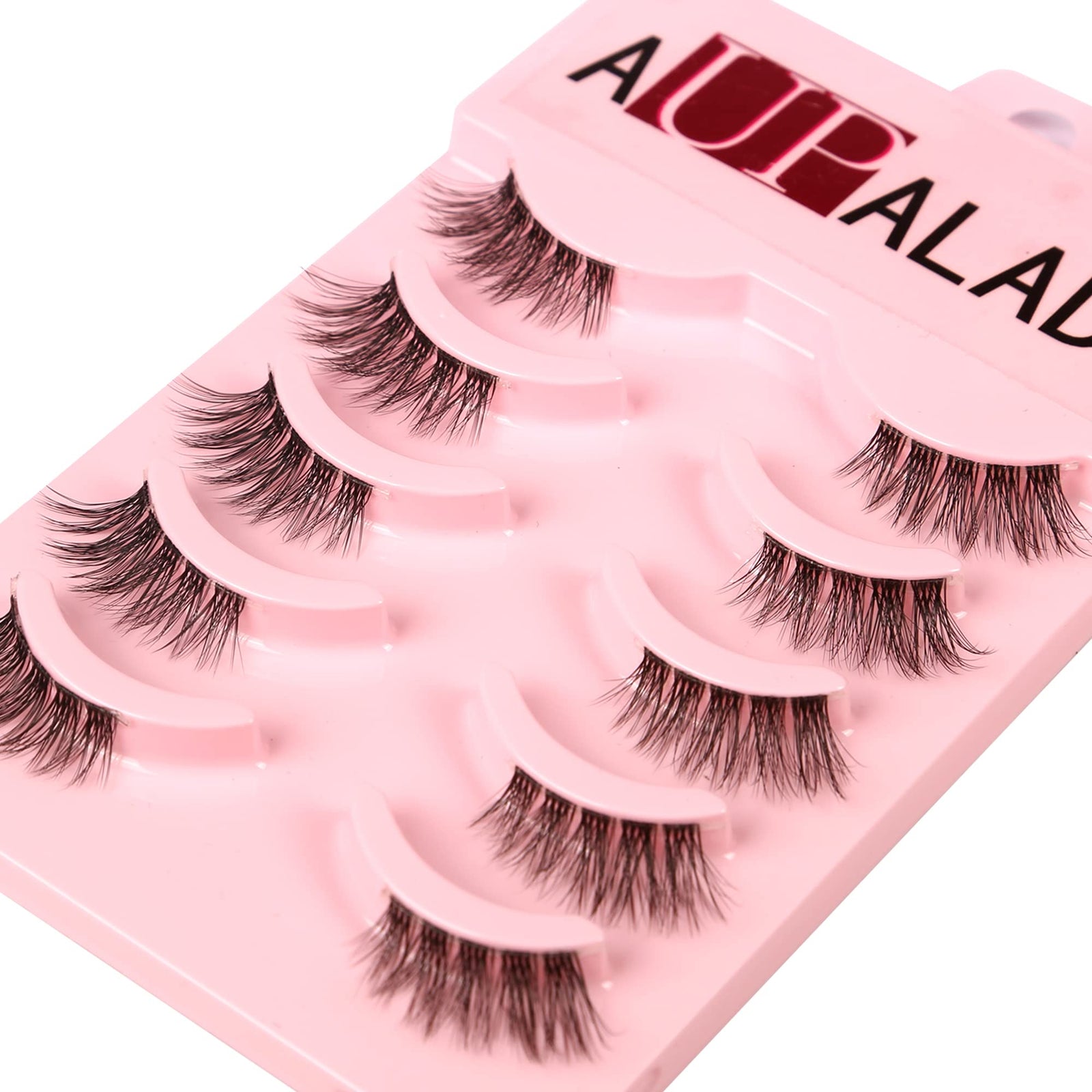 aupalada False Eyelashes Half Lashes Cat Eye Strip Natural 1/2 Lashes Short Fluffy Accent Tatti 3/4 Lashes Wispy Fake Eyelashes Set, Clear, Pack Of 5 5 Pair (Pack of 1)