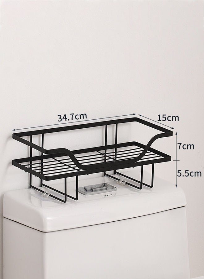 Amal Punch-Free Knock Down Wall-Mounted Double Layer Adhesive Bathroom Shelf Organizer Over The Toilet Bathroom Rack