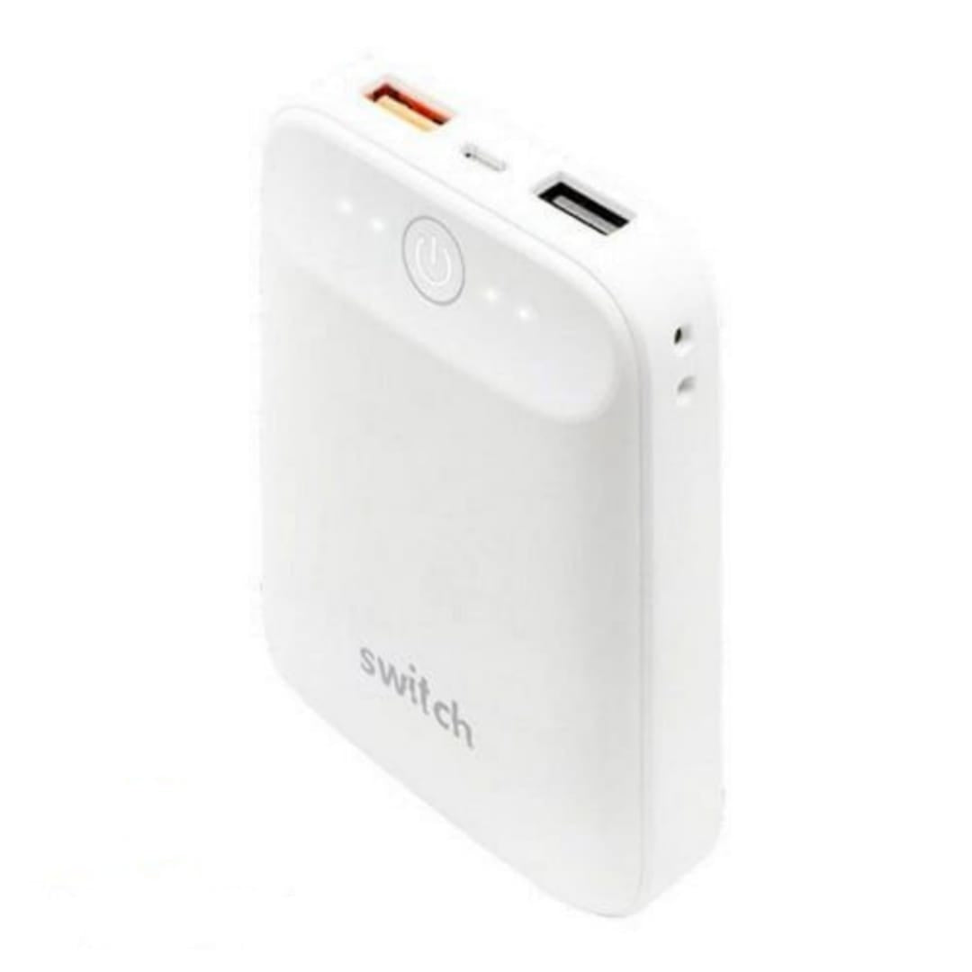 Switch Power Pack Go Q3.0 Fast Charge Dual USB Power Bank 10,050mAh, White Color
