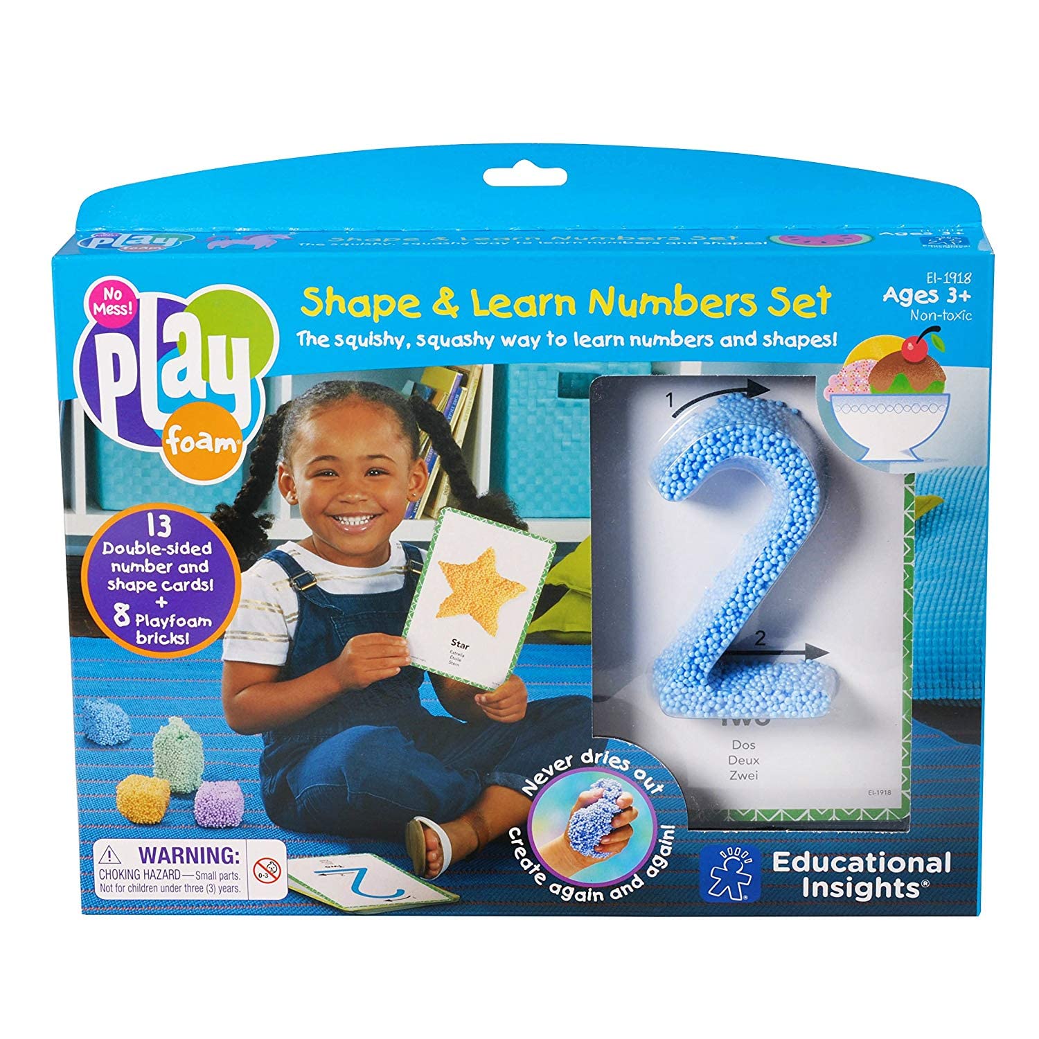 Educational Insights Playfoam Shape & Learn Numbers Set: Non-Toxic, Never Dries Out - Preschoolers Practice Numbers Recognition & Formation - Perfect For Ages 3 And Up