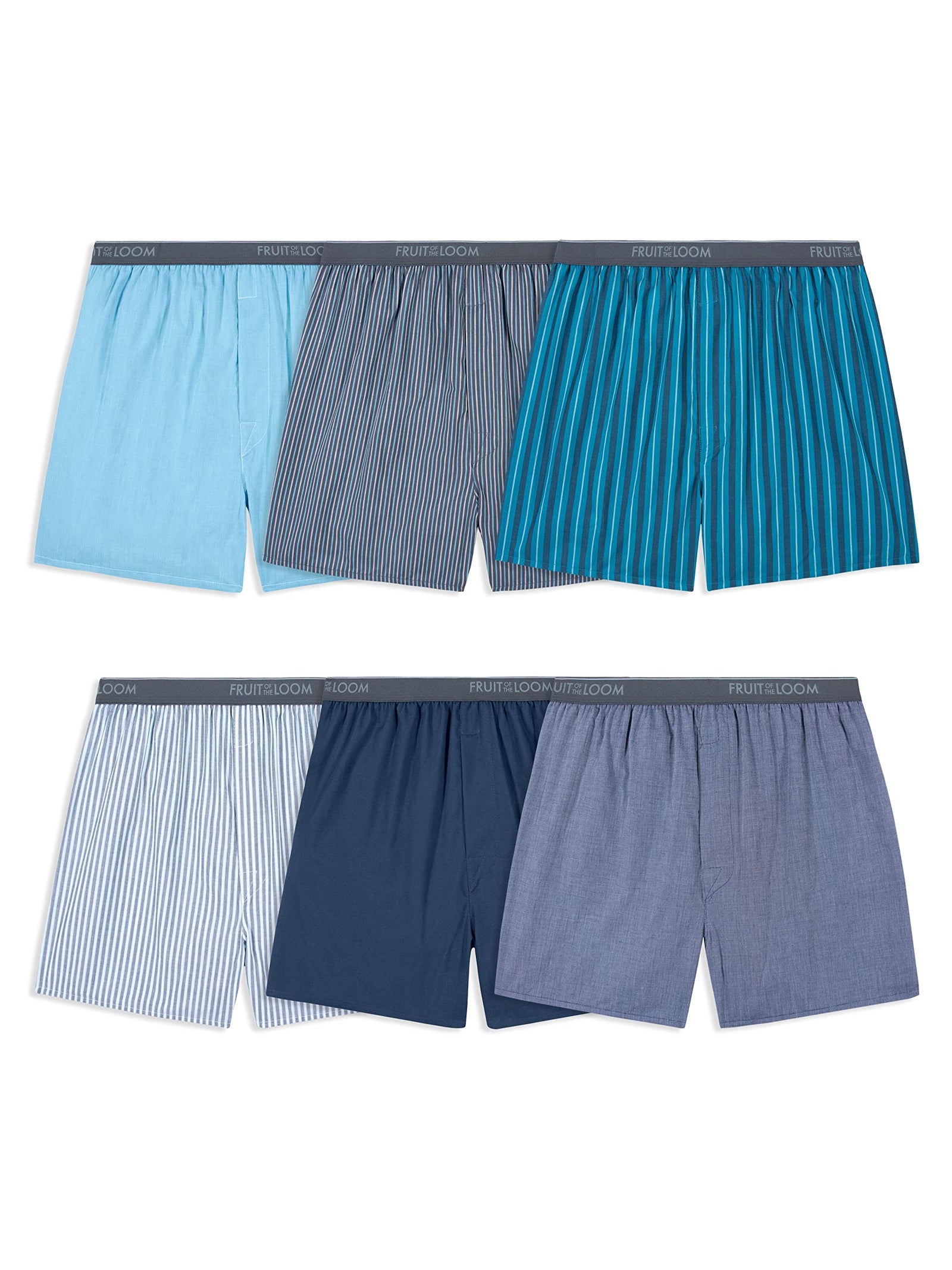 Fruit of the Loom Men's Tag-Free Boxer Shorts (Knit & Woven),Size: XXL Color: Woven - 6 Pack - Assorted Colors - Exposed Waistband