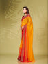 Womanista Women's Solid Poly Chiffon Ready to Wear Saree (TI4058_Yellow & Red)