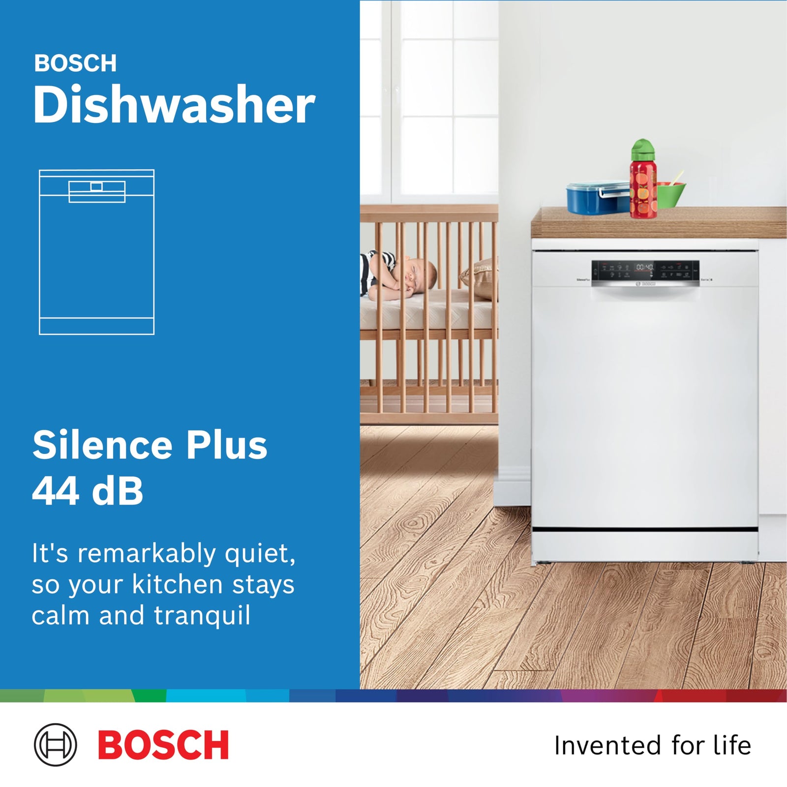 Bosch Series 6 Free-standing Dishwasher 60 cm, 7 Programmes and 13 Place Settings, Remote Start, Intensive Zone, half load, HygienePlus, Machine Care,White SMS6HMW27M