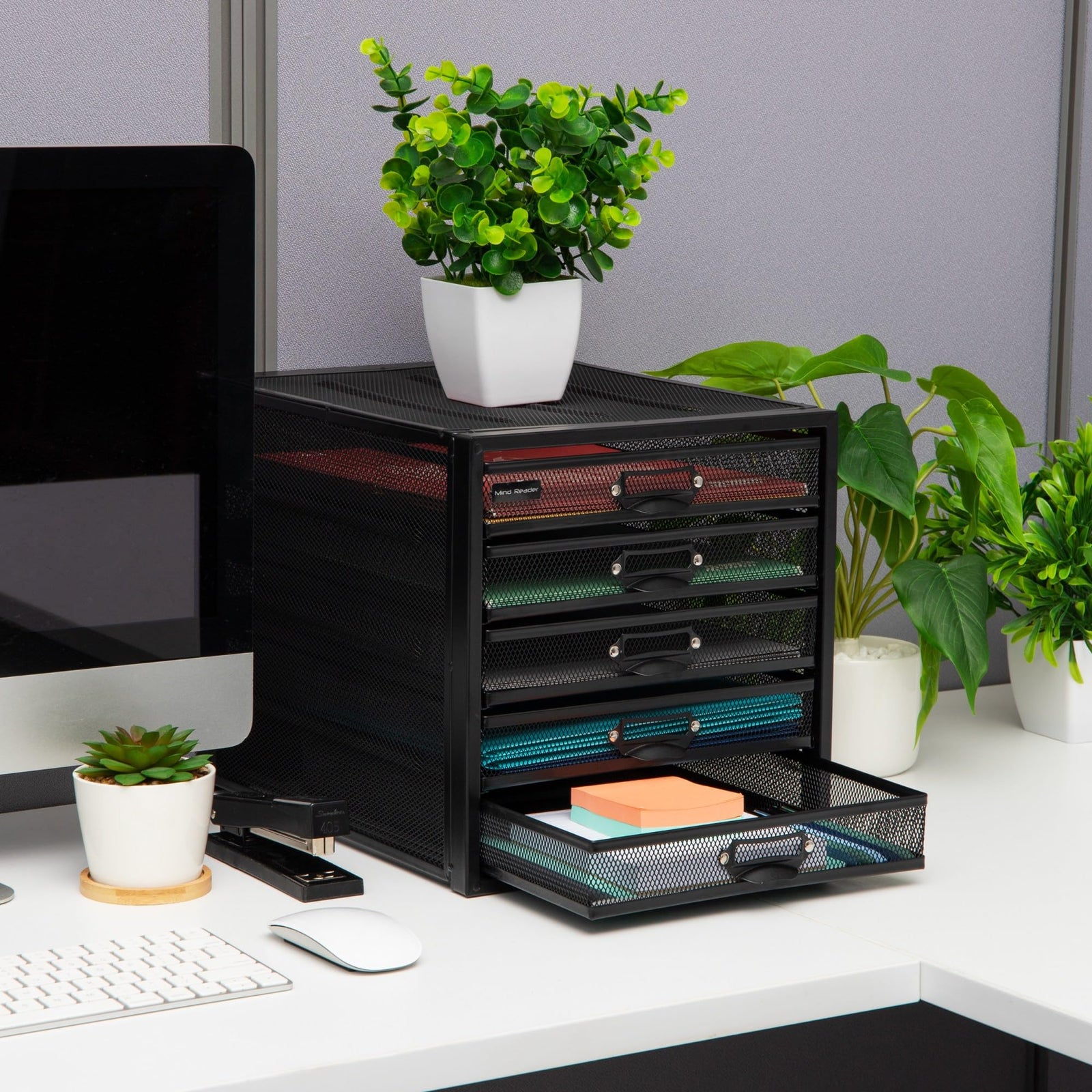 Mind Reader File Storage Drawers, Desk Organizer, Multi-Purpose, Crafts, Office, Metal Mesh, 5 Drawer