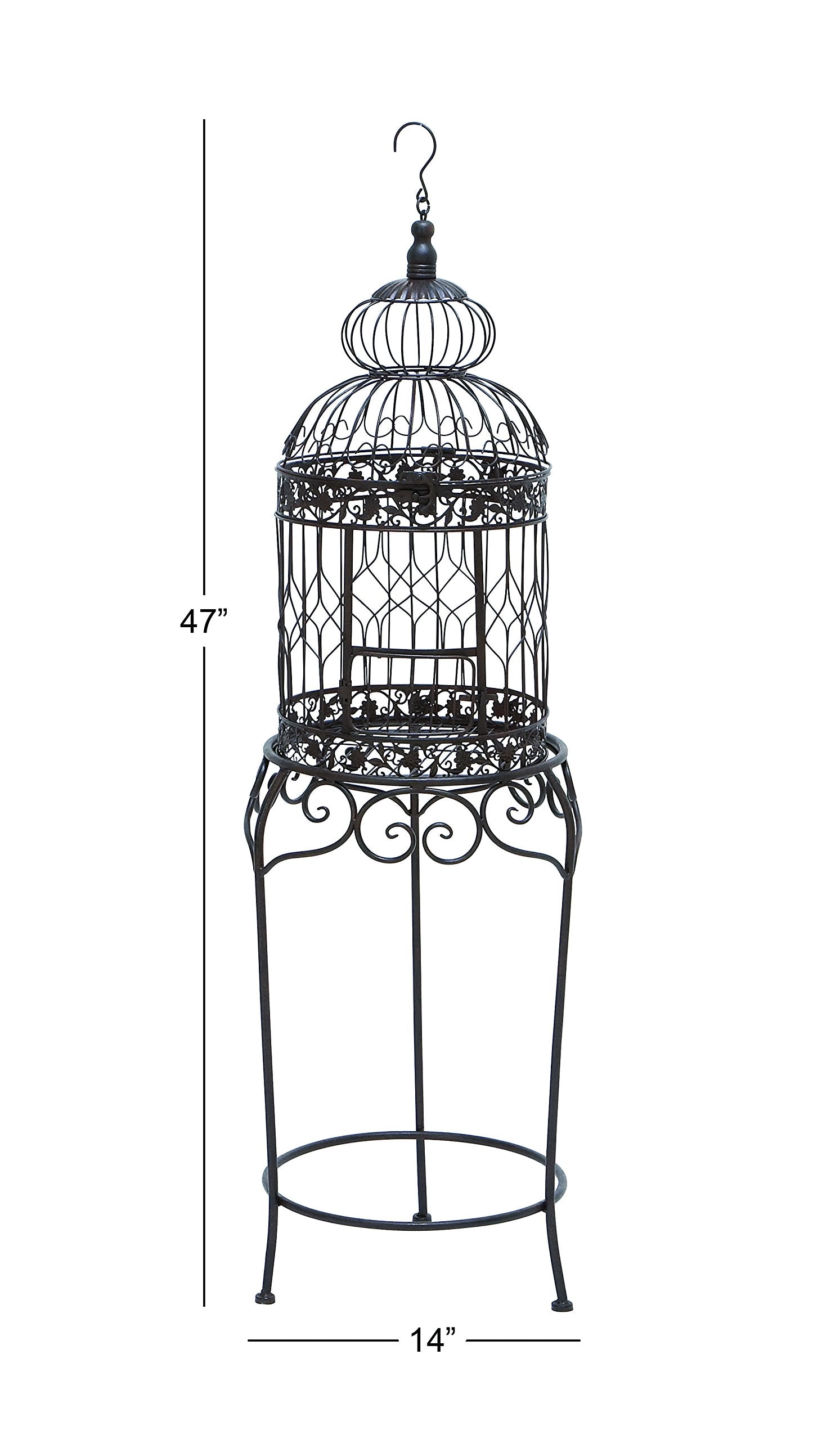 Deco 79 Metal Abstract Birdcage with Latch Lock Closure and Top Hook, 14