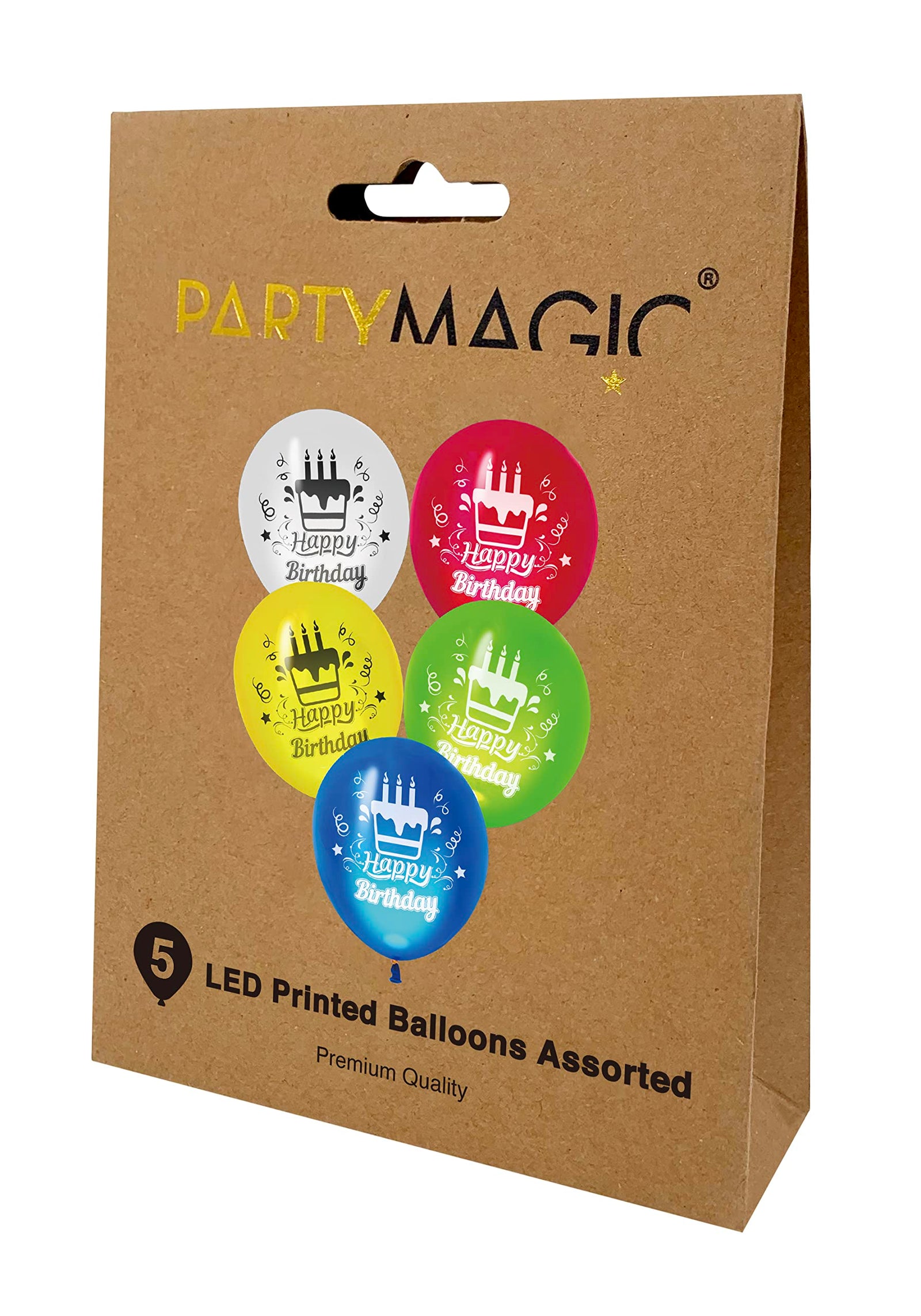 Party Magic 5 LED Printed Balloons Assorted