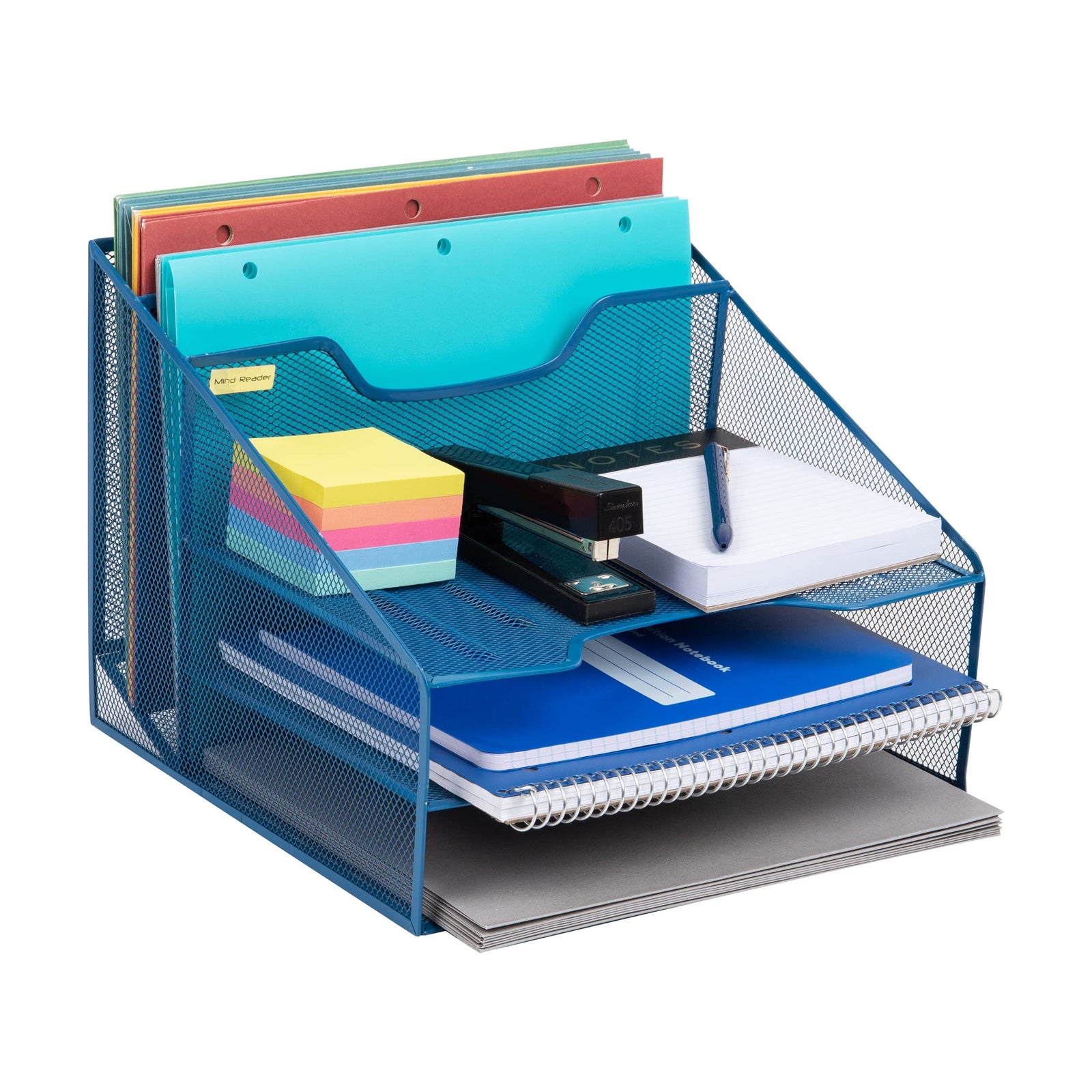 Mind Reader Desktop Organizer, Vertical File Holder, Paper Trays, Office, Metal Mesh, 12.5