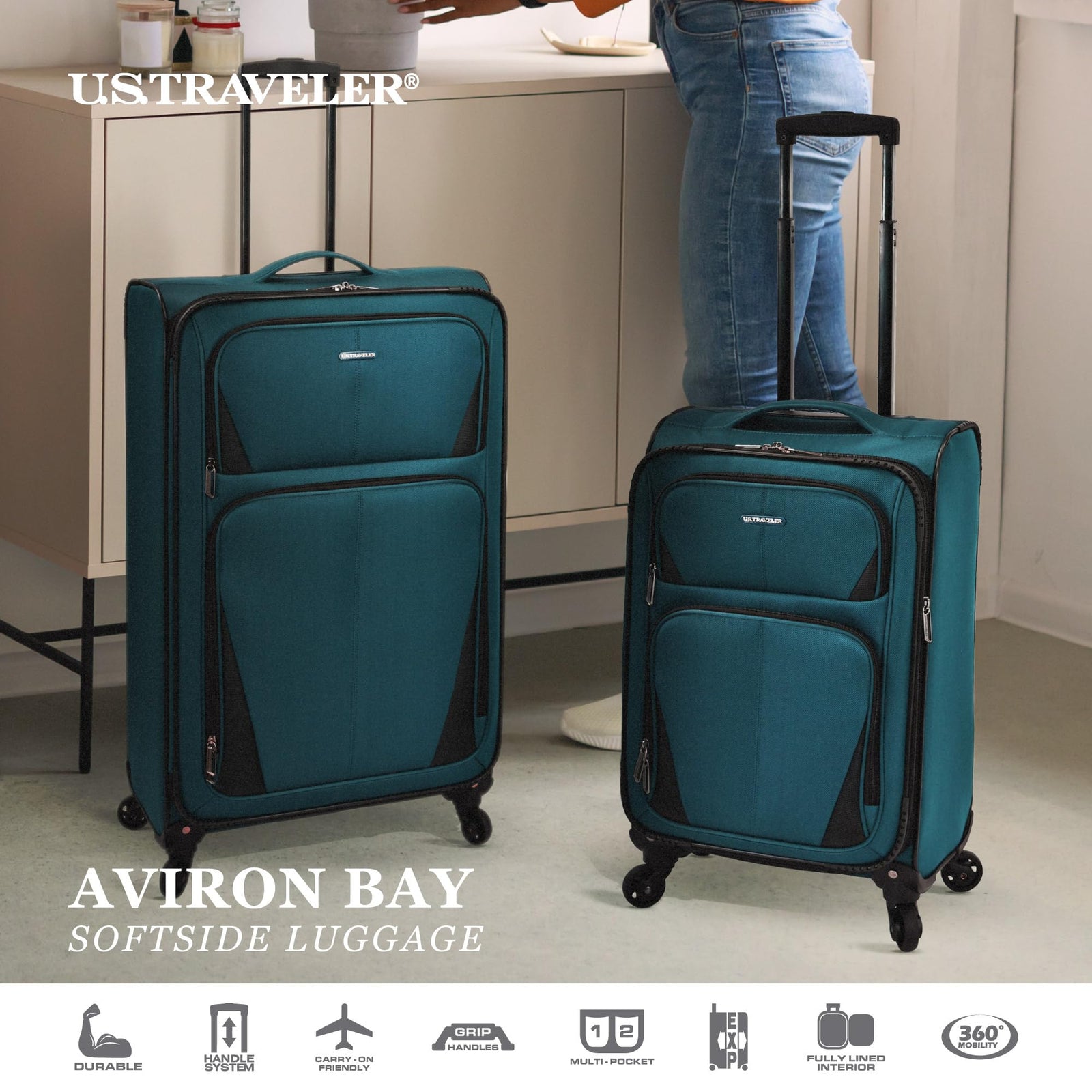 U.S. Traveler Aviron Bay Expandable Softside Luggage with Spinner Wheels