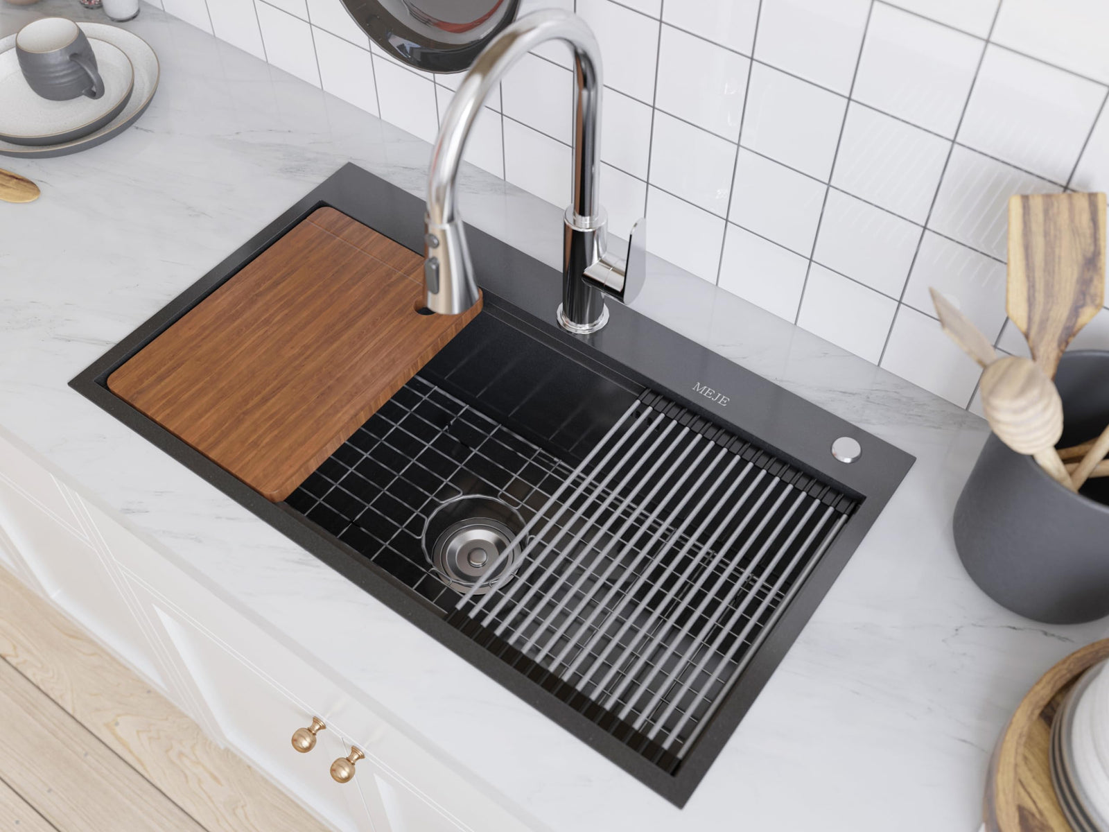 Black Stainless Steel Workstation Kitchen Sink