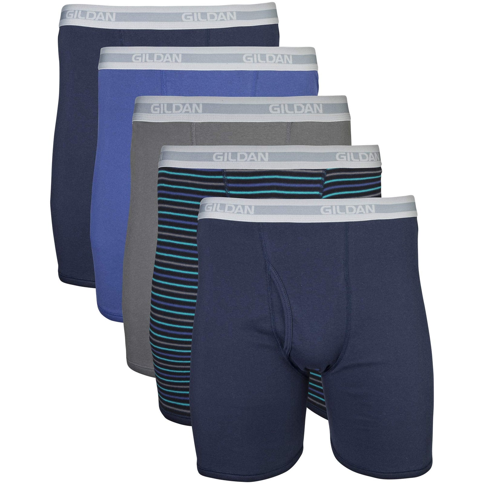 Gildan Men's Regular Leg Boxer Briefs, Multipack Size: XL Color: MultiColor