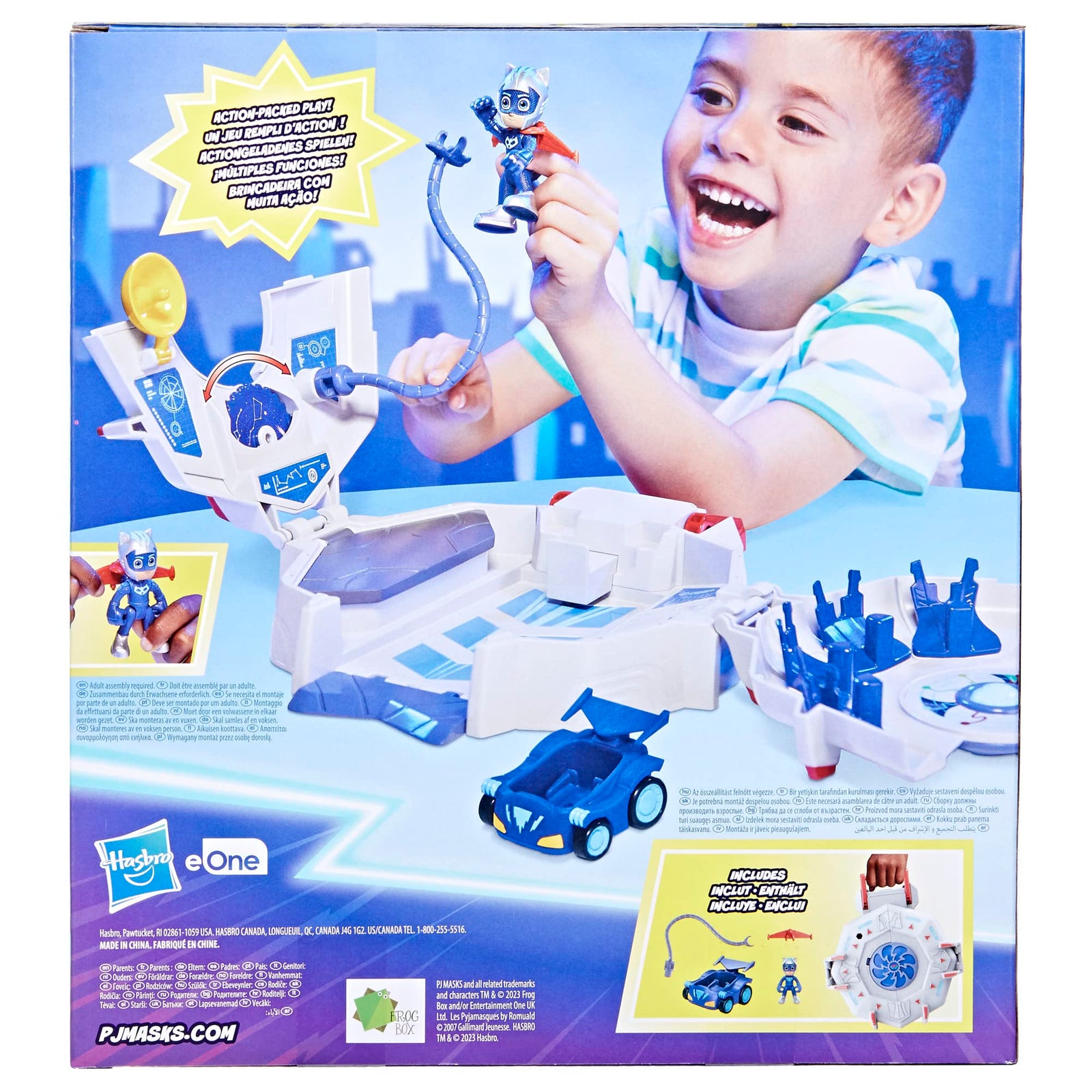 PJ Masks Power Heroes PJ Power Q Playset, PJ Masks Headquarters Set with Car and Figure, Superhero Toys for 3 Year Old Boys and Girls and Up