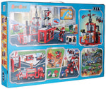 Banbao building blocks fire station fire rescue tower fire ladder truck toys with robot kits 1081 pieces b7130