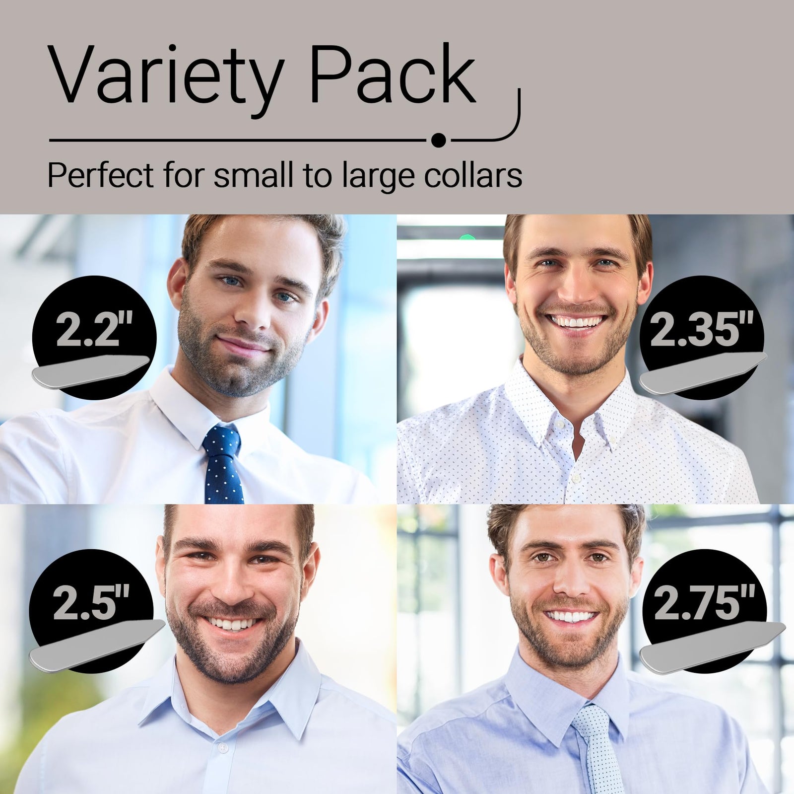56 Collar Stays for Men's Dress Shirts - Premium Dress Shirt Collar Inserts, 4 Sizes