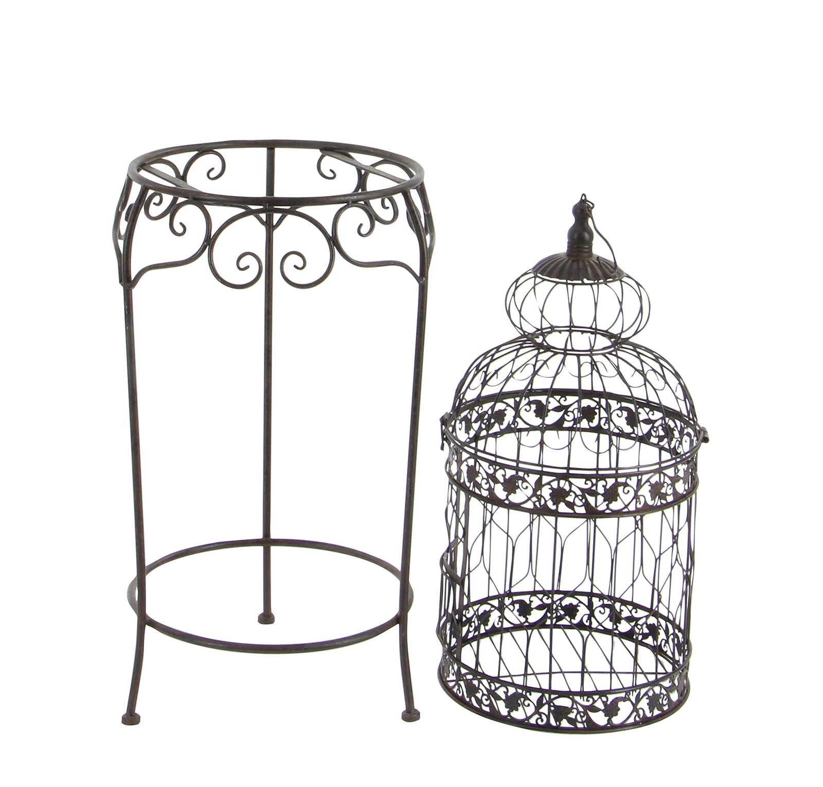 Deco 79 Metal Abstract Birdcage with Latch Lock Closure and Top Hook, 14