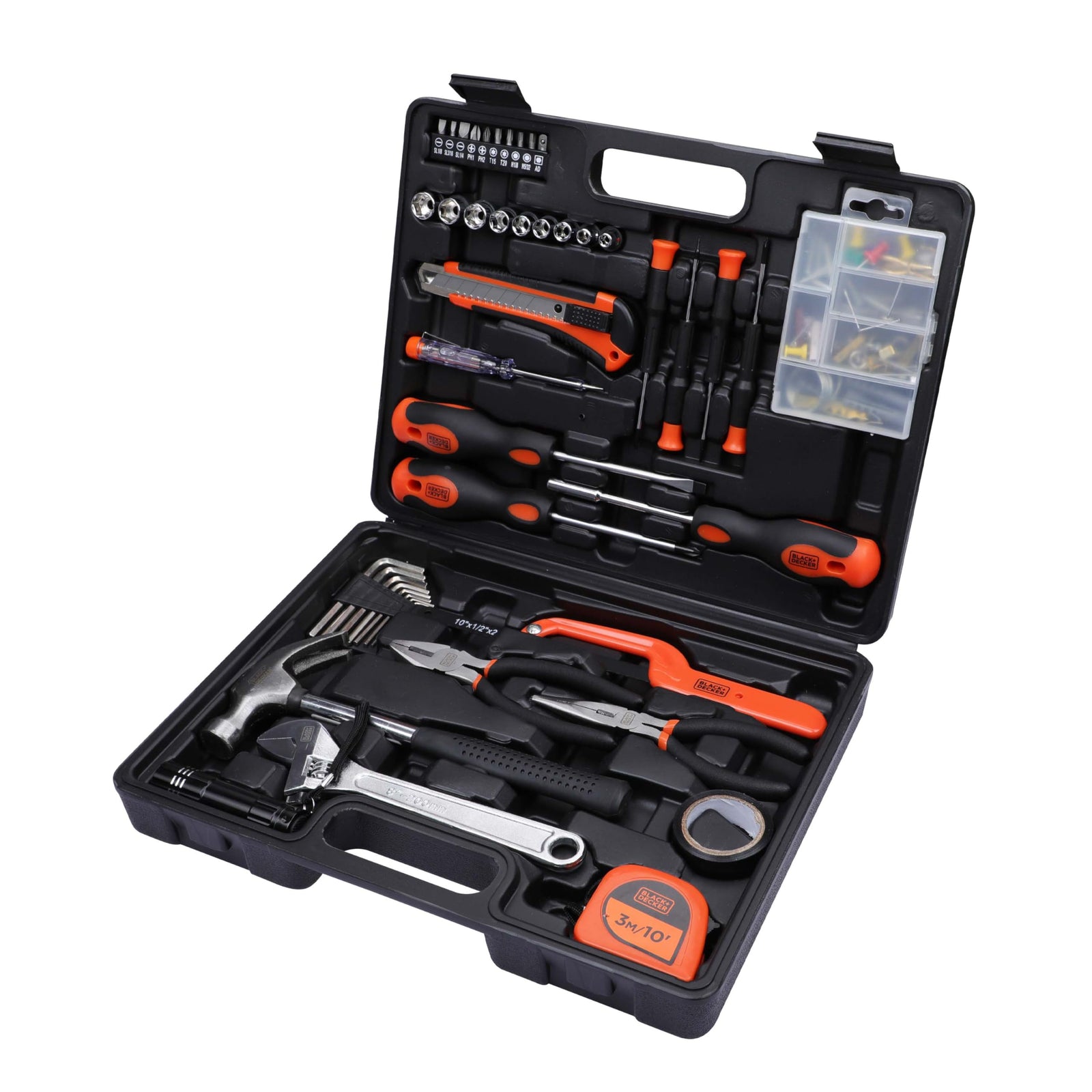 Black & Decker 126 Pieces Hand Tool Kit In Kitbox For Home Diy & Professional USe, Orange/Black