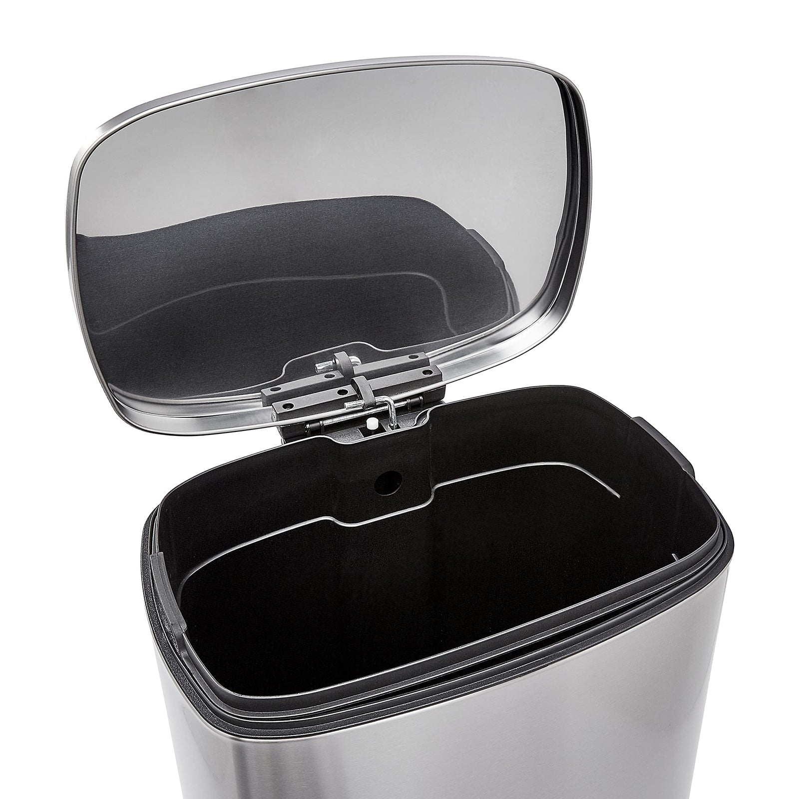 AmazonBasics Rectangle Soft-Close Trash Can with High Base - 50 Liter