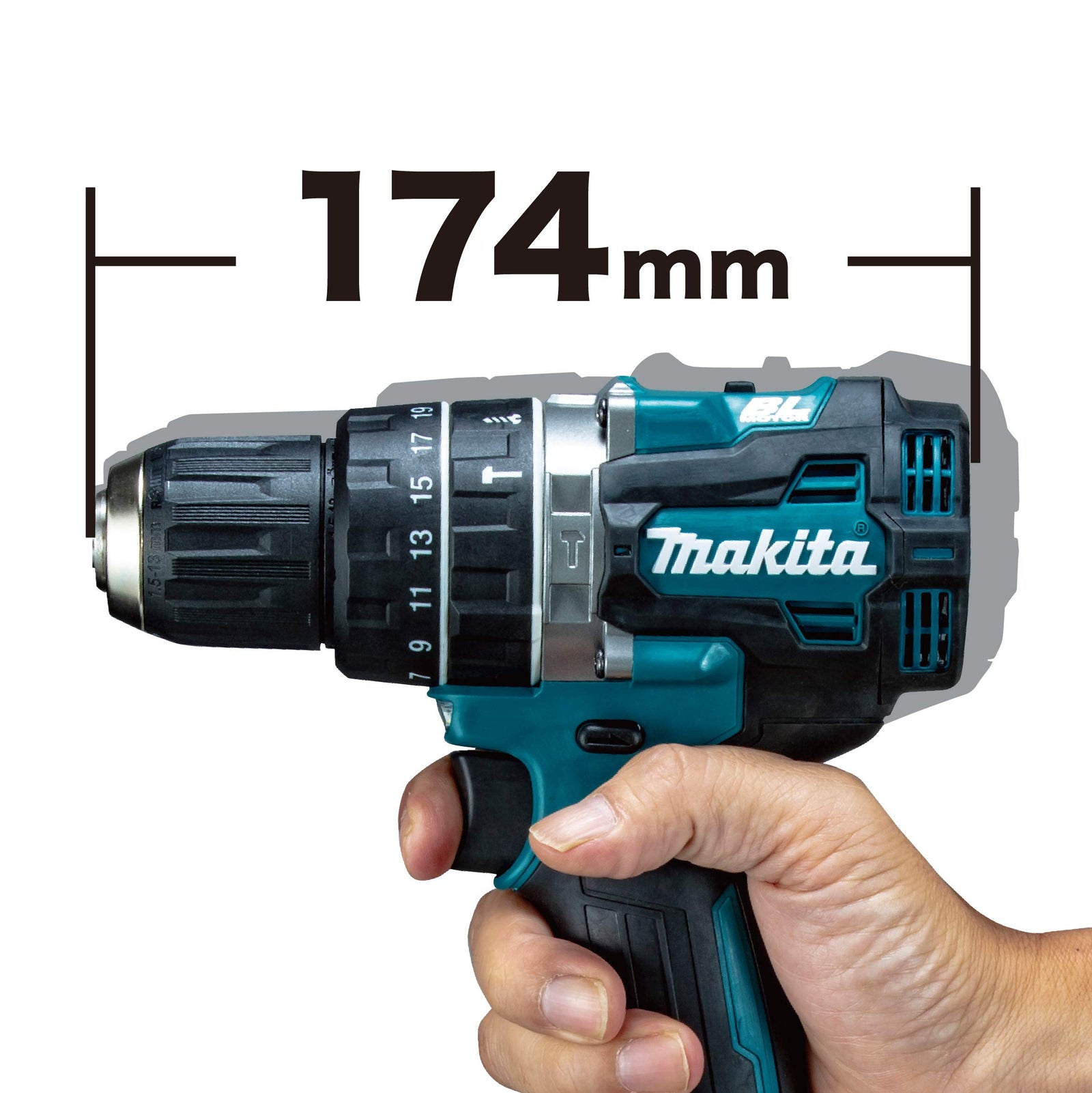 Makita 40V Max Li-Ion Xgt Brushless Hammer Drill Driver, Without Battery & Charger Blue, Hp002GZ